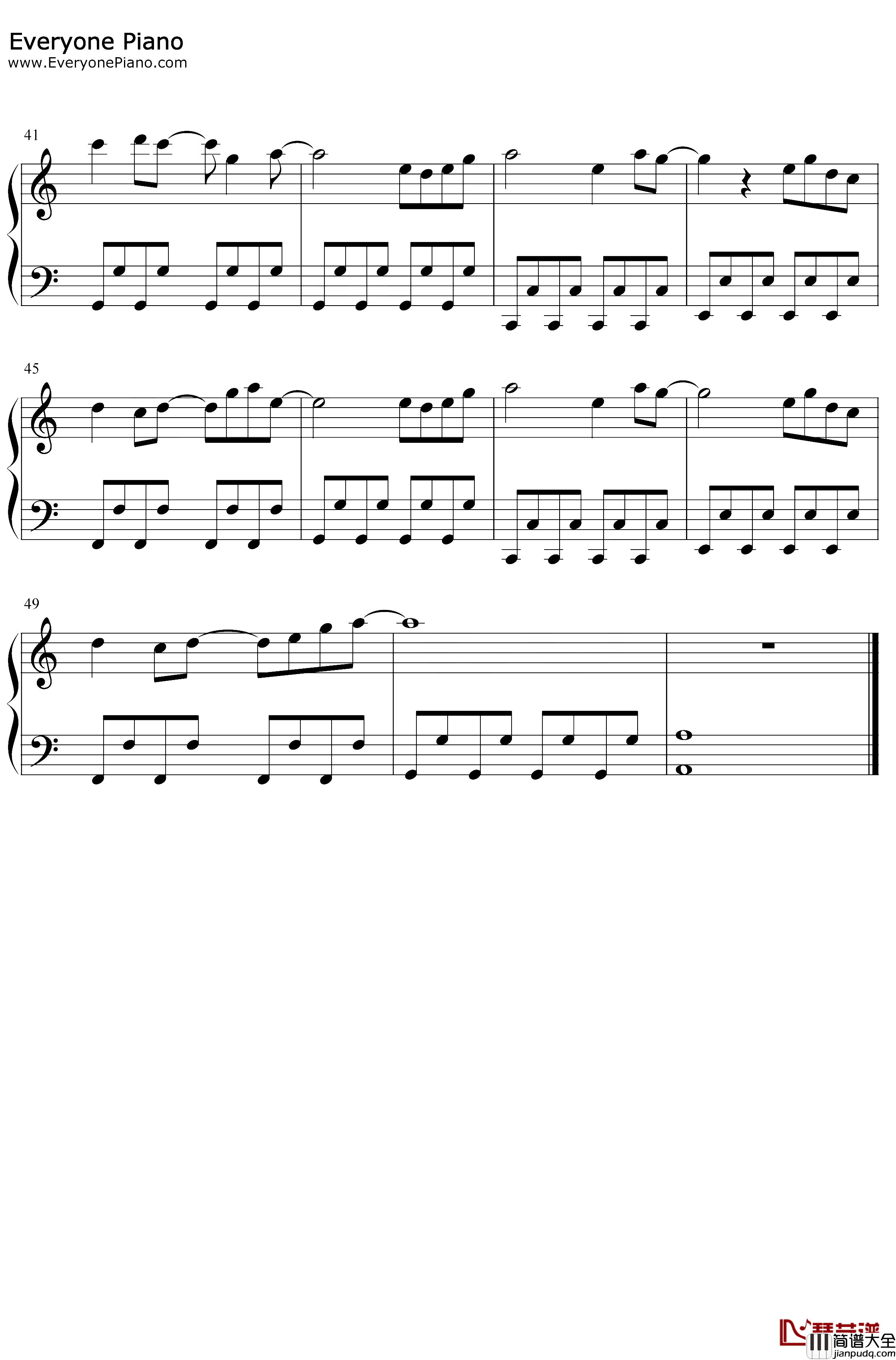 万古生香钢琴谱_洛天依_C调简单版