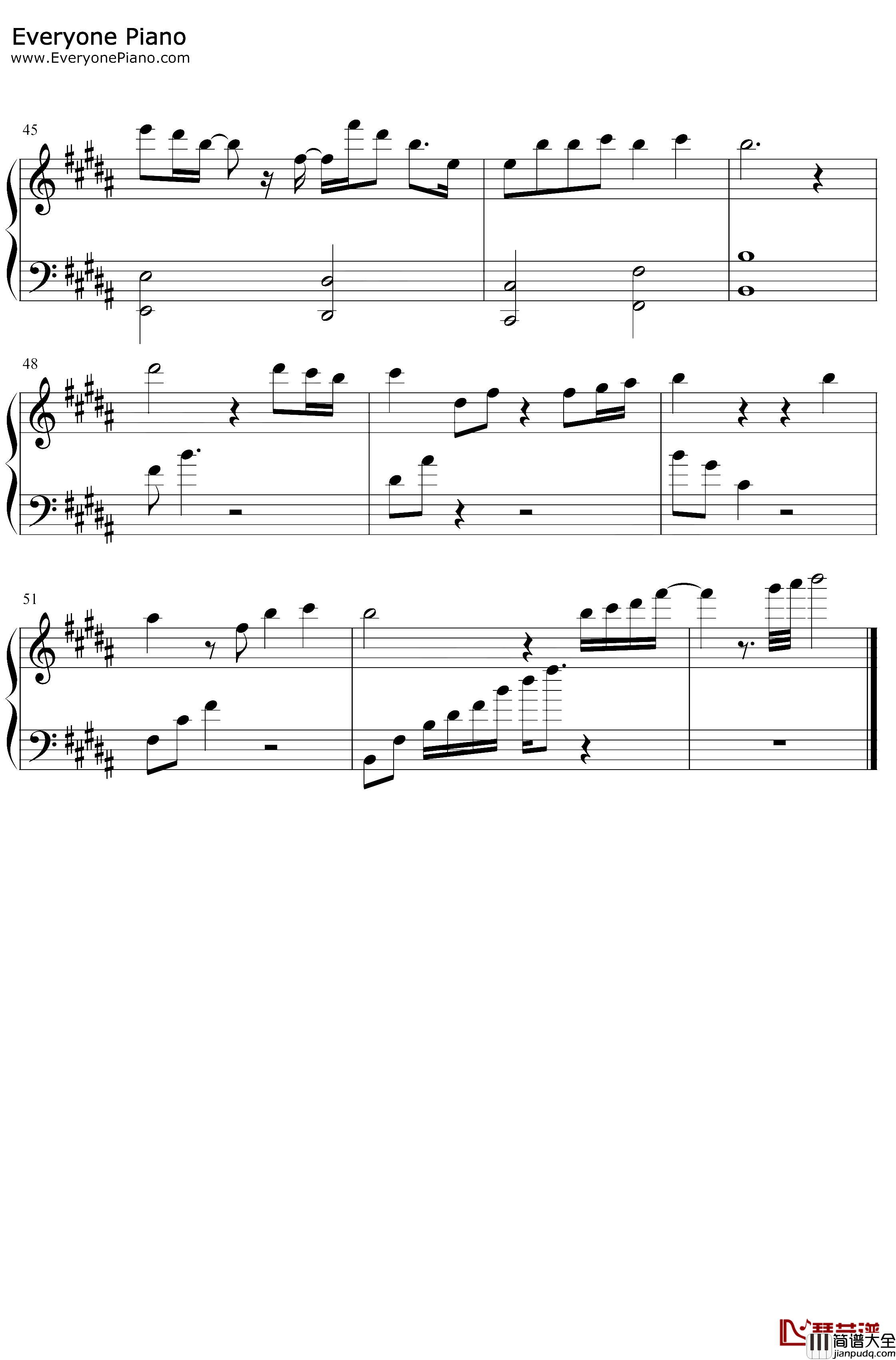 奋不顾身的爱情钢琴谱_未知_奋不顾身的爱情同名主题曲