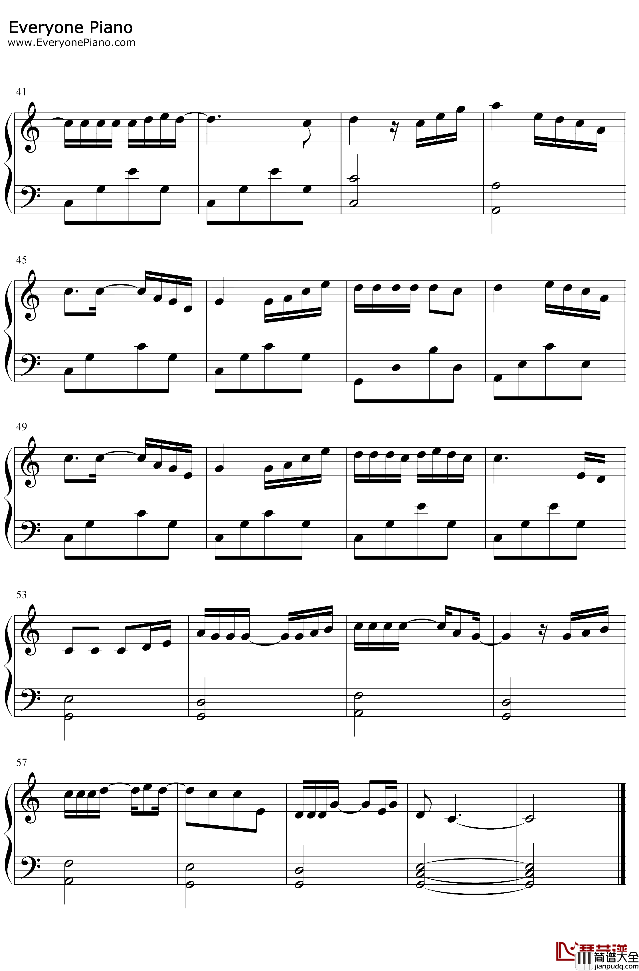 大城小爱钢琴谱_王力宏_C调简单版