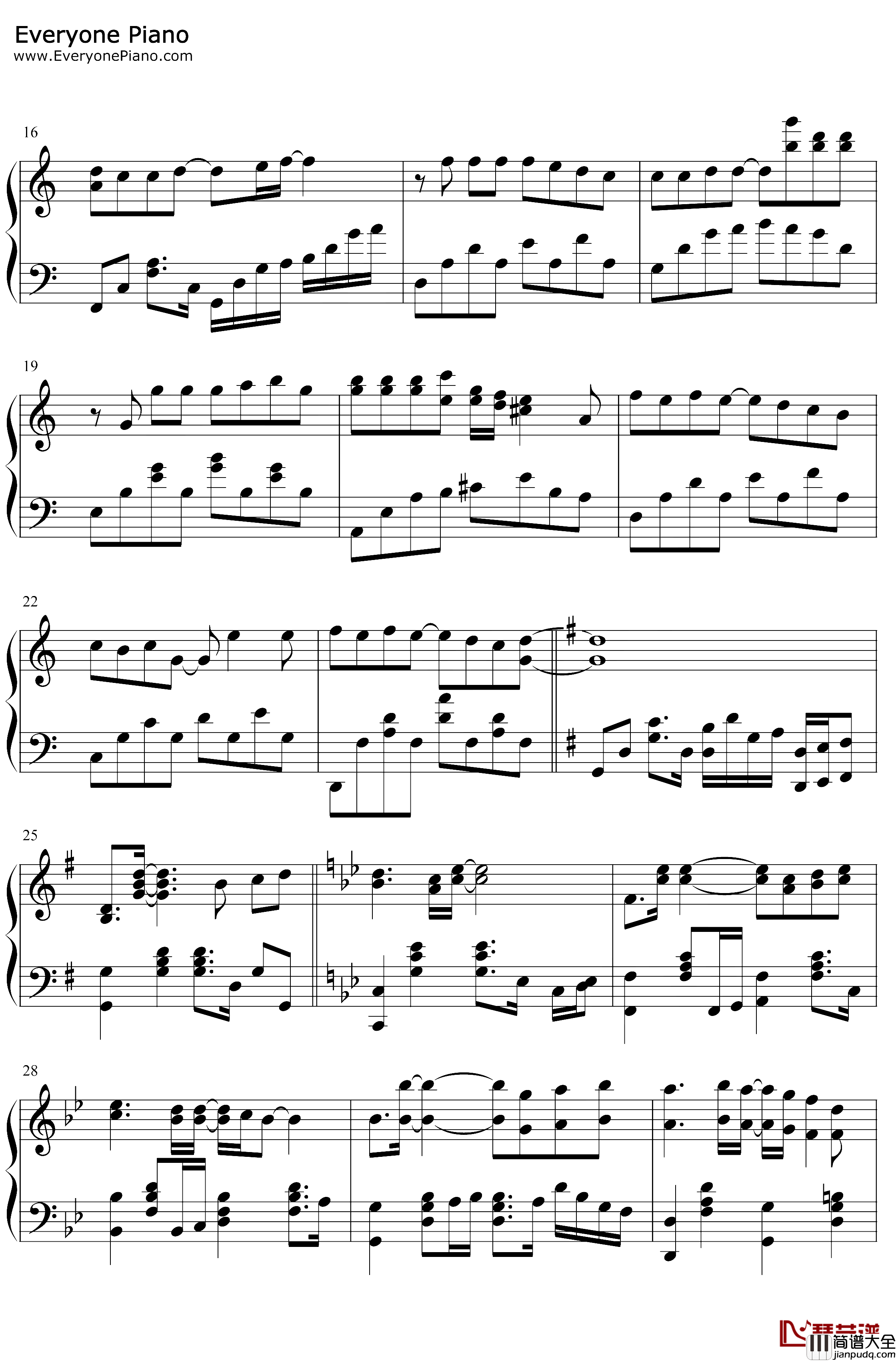 周杰伦钢琴串烧钢琴谱_周杰伦_哎呦，不错嘛