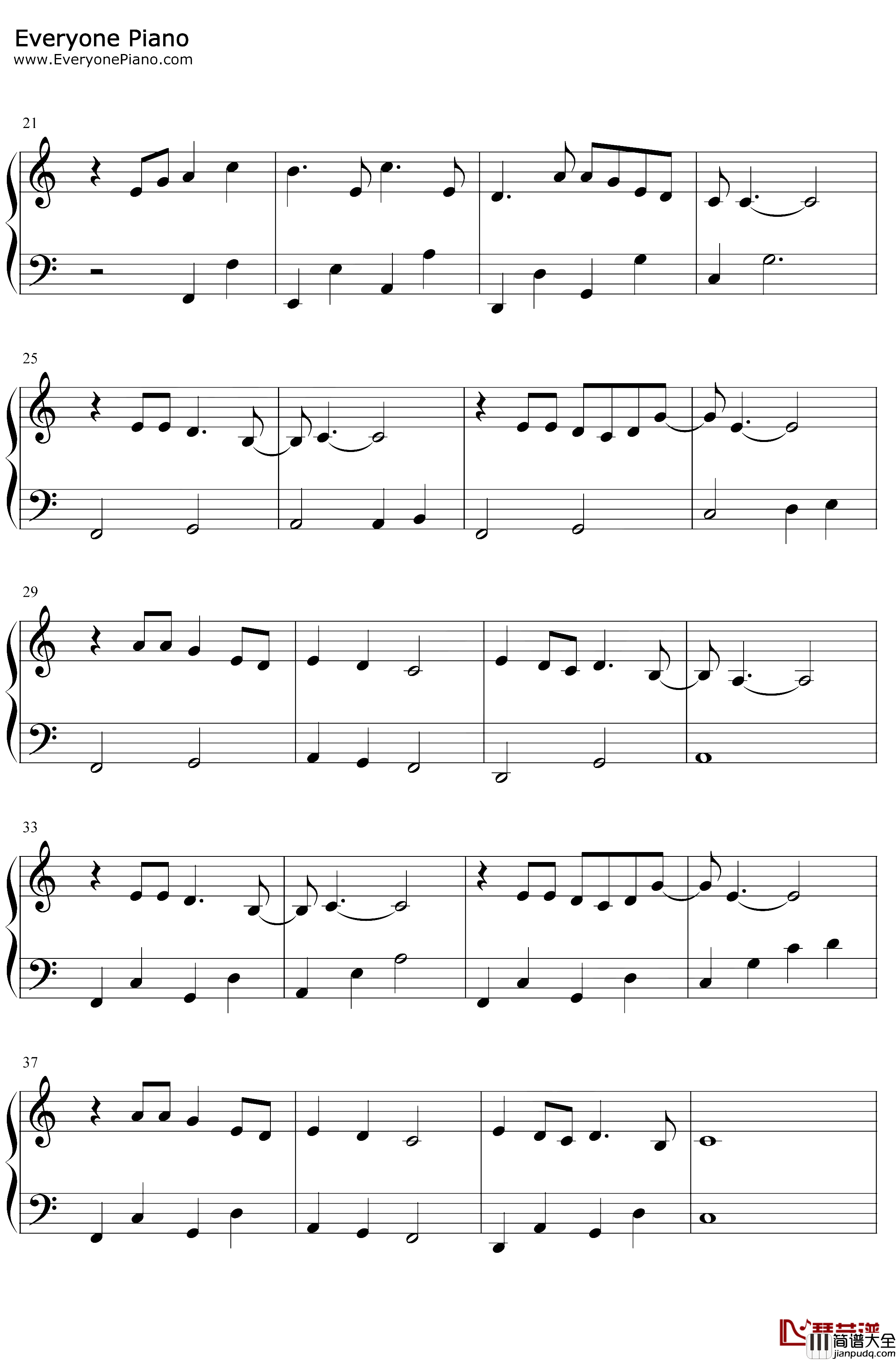 时间煮雨钢琴谱_郁可唯_C调简单版