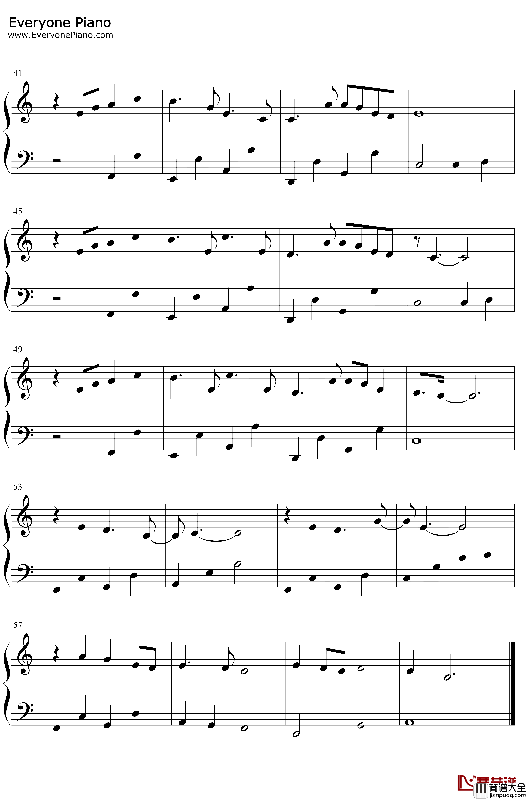 时间煮雨钢琴谱_郁可唯_C调简单版