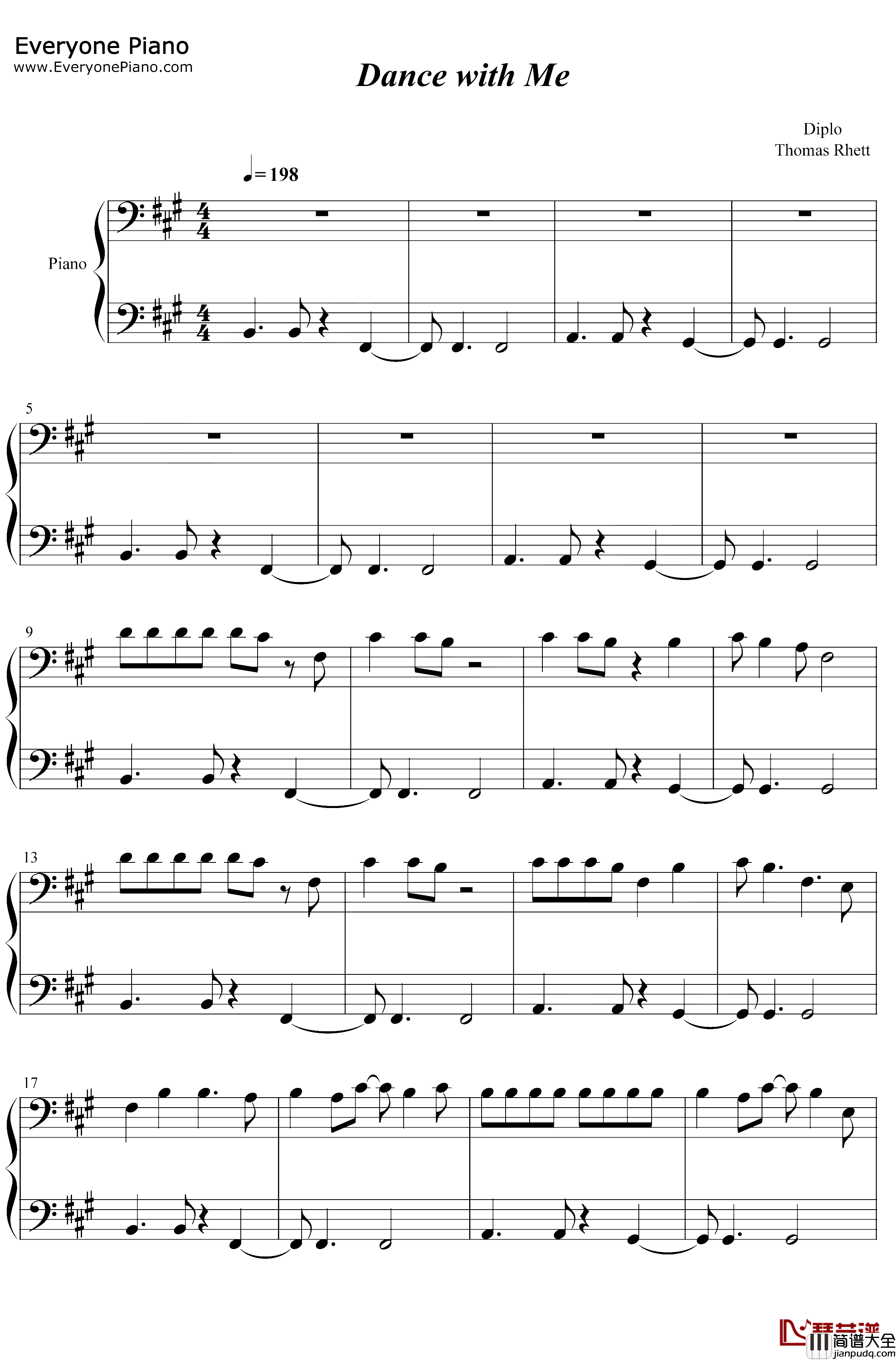 Dance_with_Me钢琴谱_Diplo_Thomas_Rhett_Young_Thug