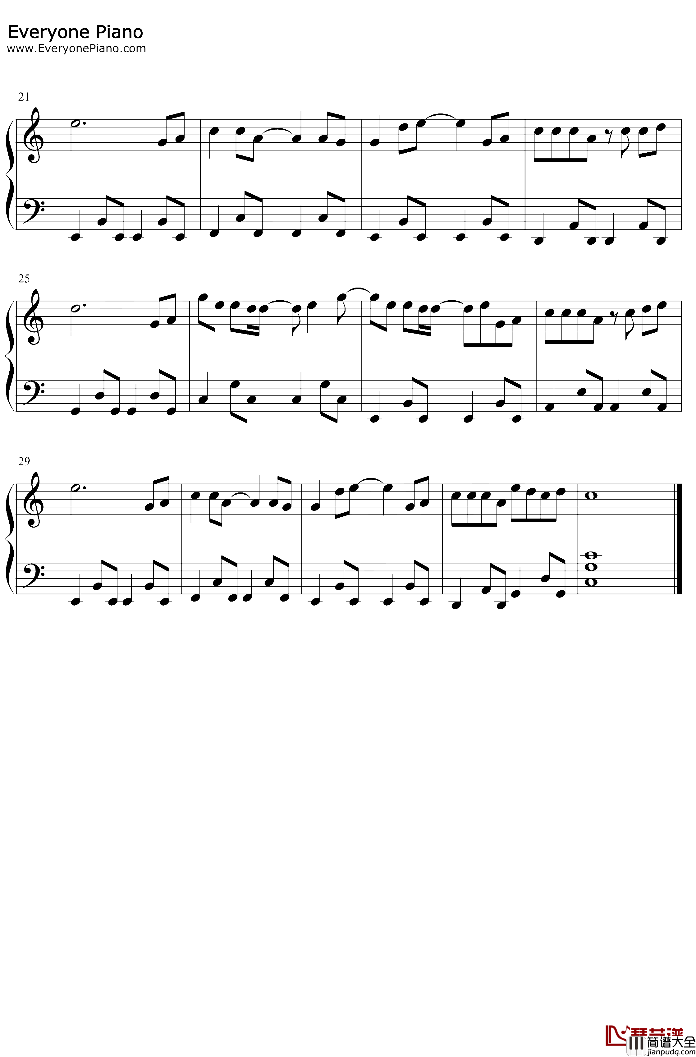 再见只是陌生人钢琴谱_庄心妍_C调简单版_抖音热歌