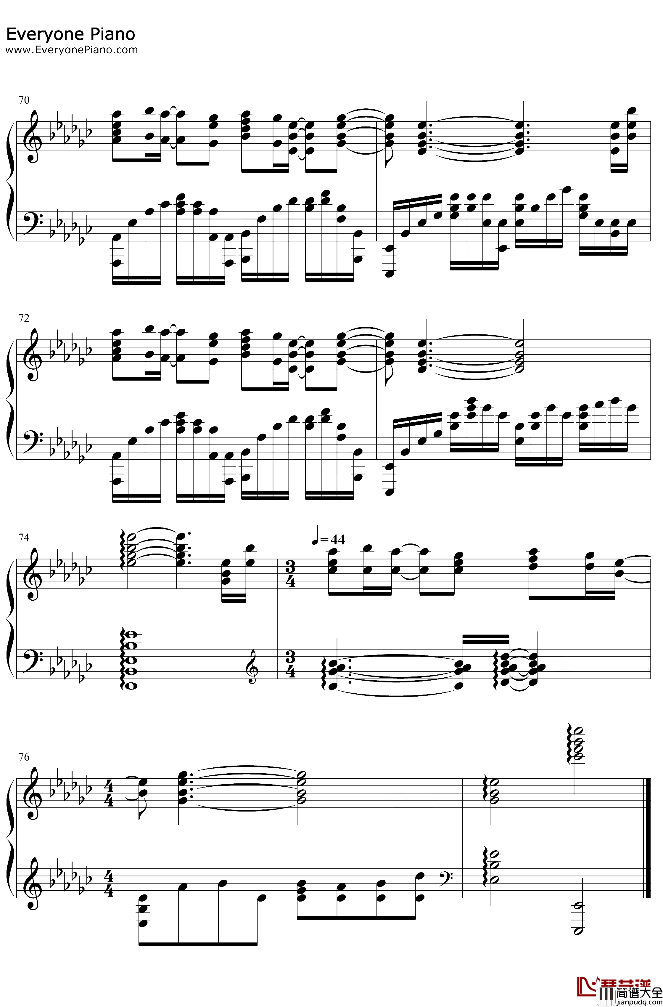 请笃信一个梦钢琴谱_周深_姜子牙片尾曲