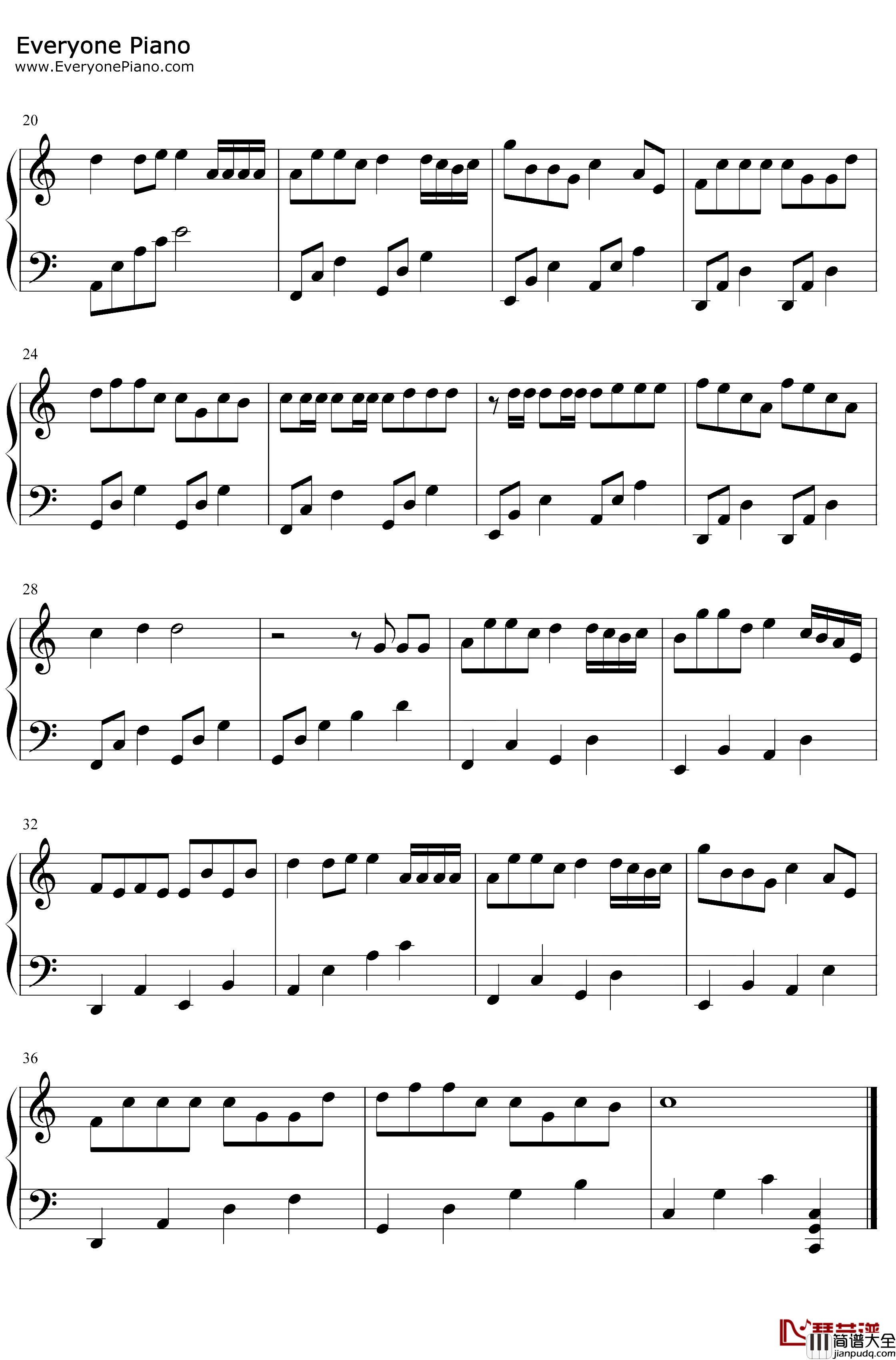 后继者钢琴谱_任然_C调简单版_好像那时我们都在当时的事都记了起来