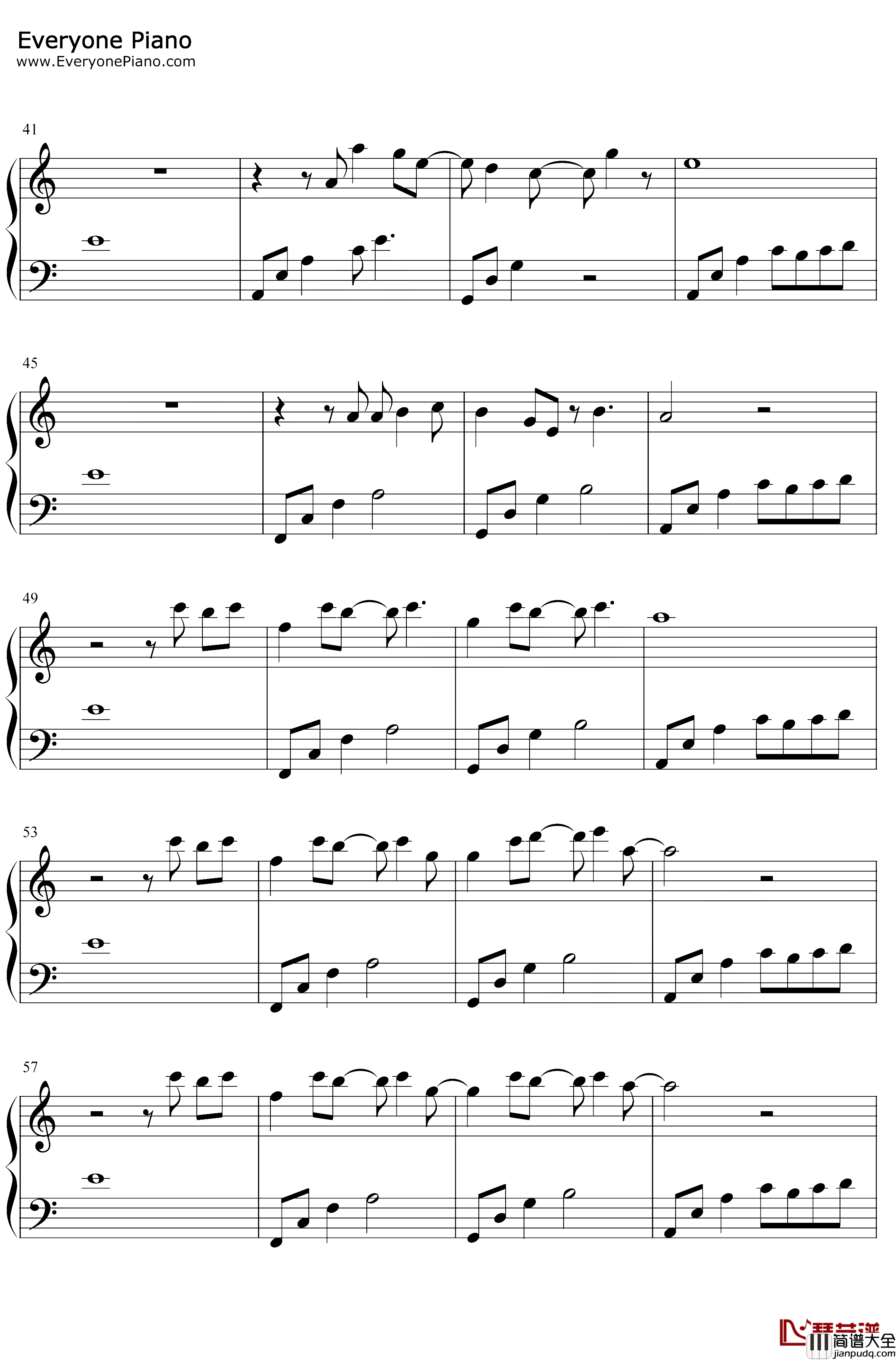 我好像在哪见过你钢琴谱_薛之谦_C调简单版