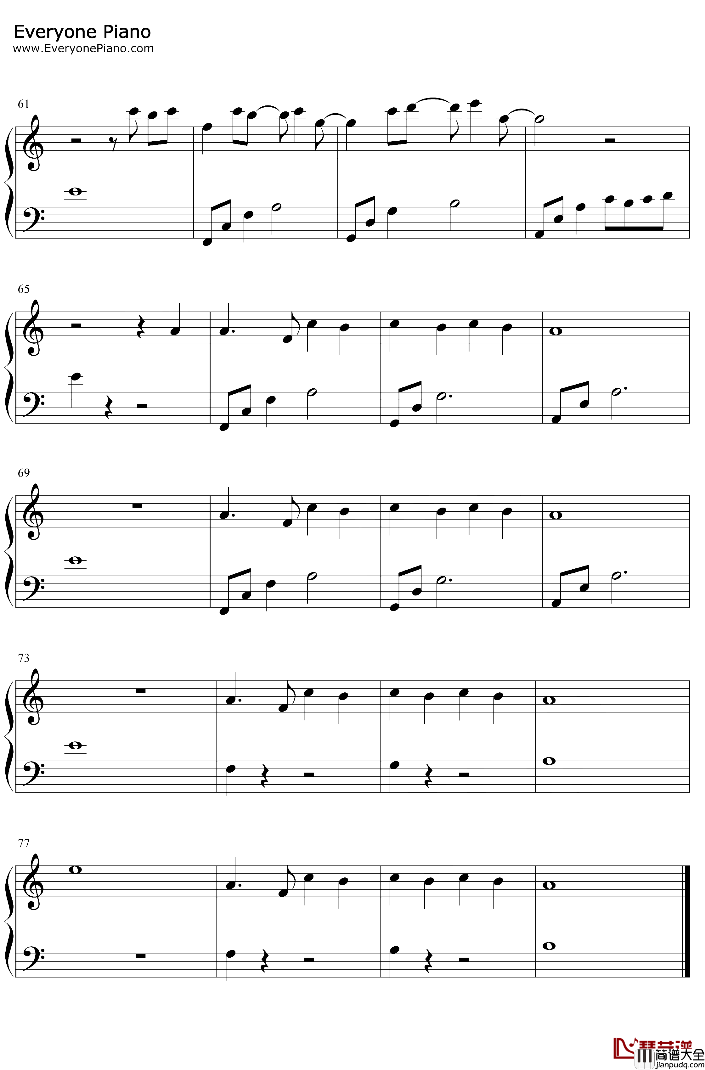 我好像在哪见过你钢琴谱_薛之谦_C调简单版