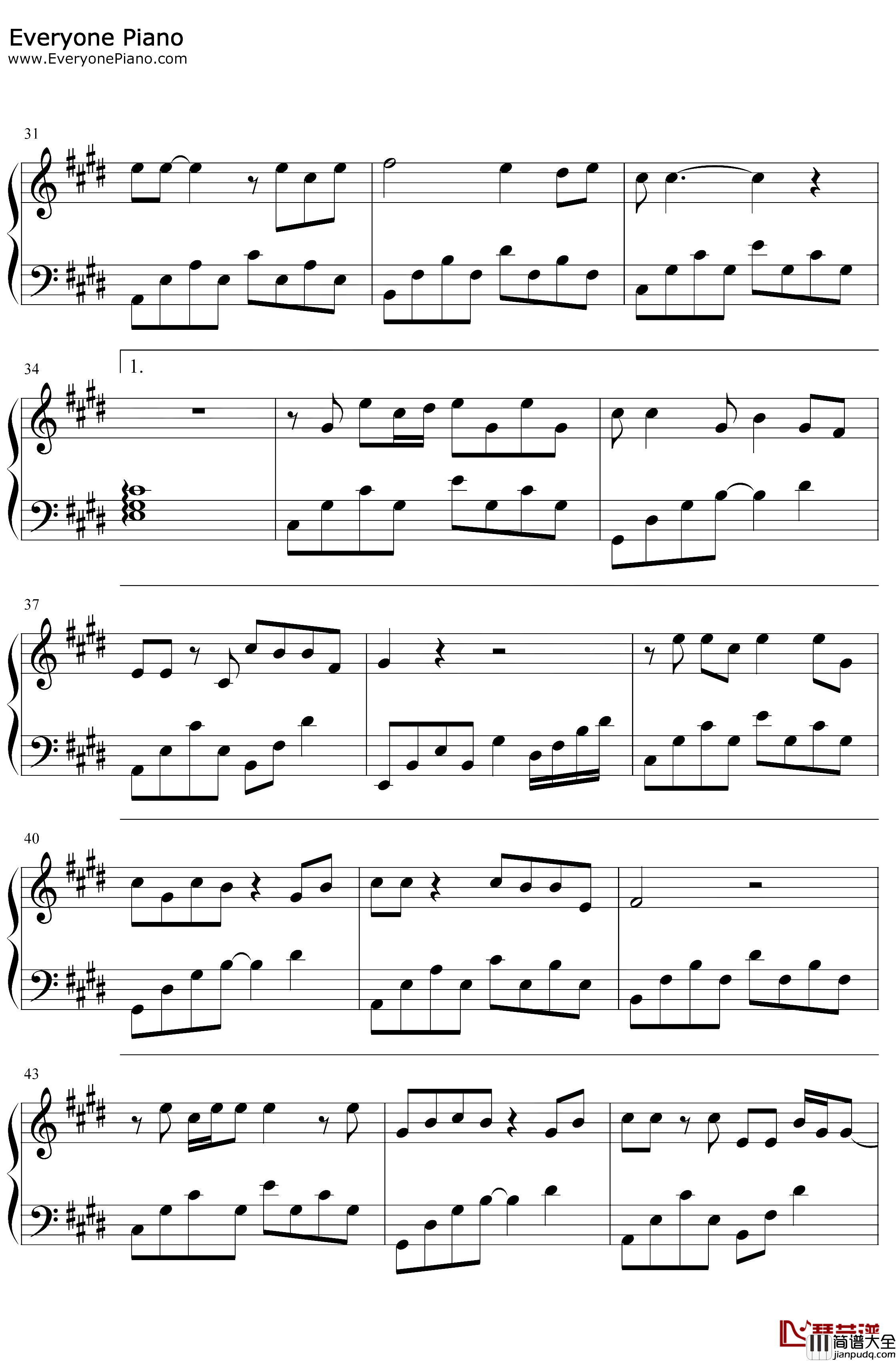 兄弟想你了钢琴谱_姜鹏_兄弟啊想你啦你在那嘎达还好吗_抖音热歌_越南神曲中文版