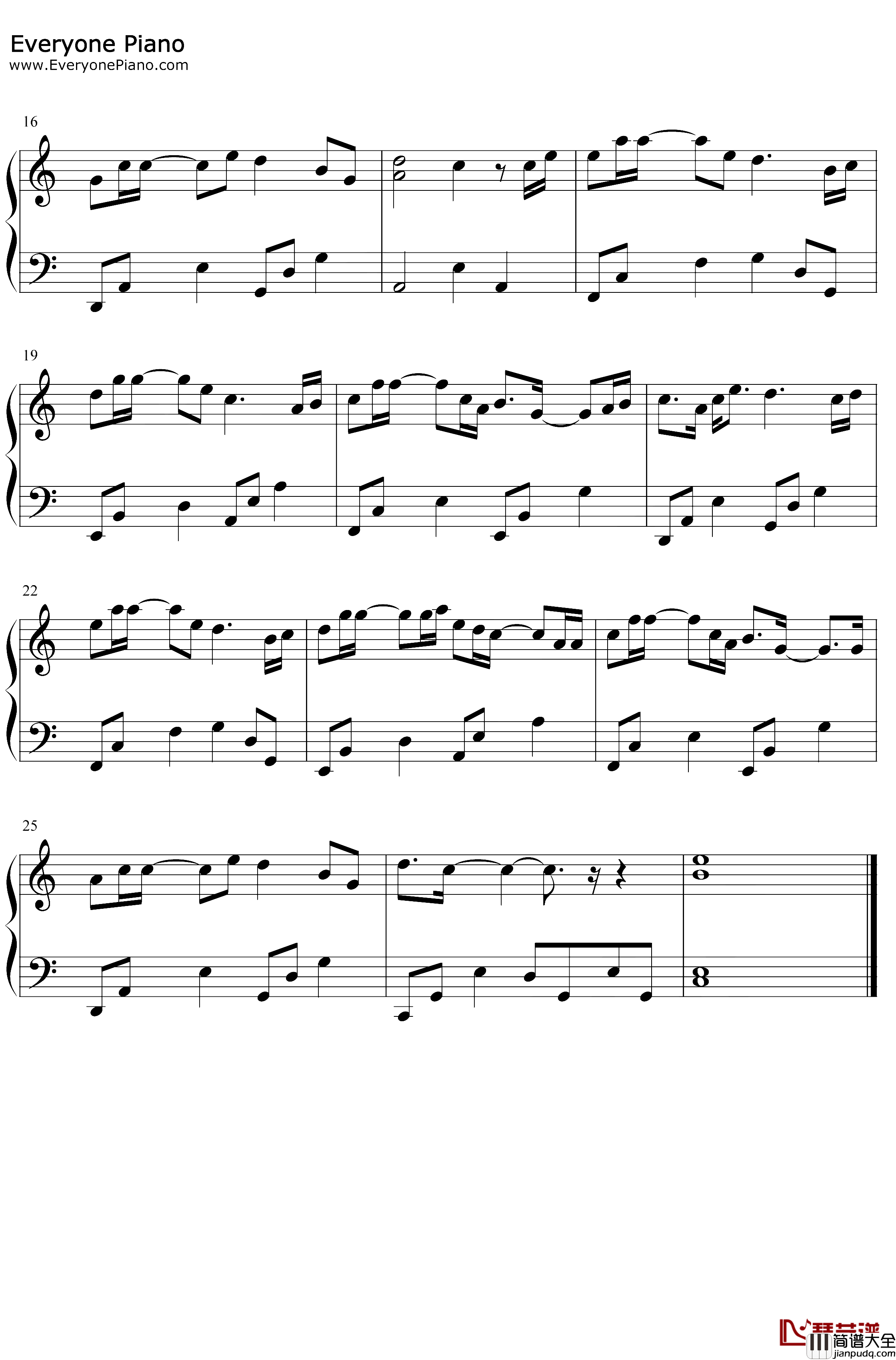 该死的温柔钢琴谱_马天宇_C调简单版