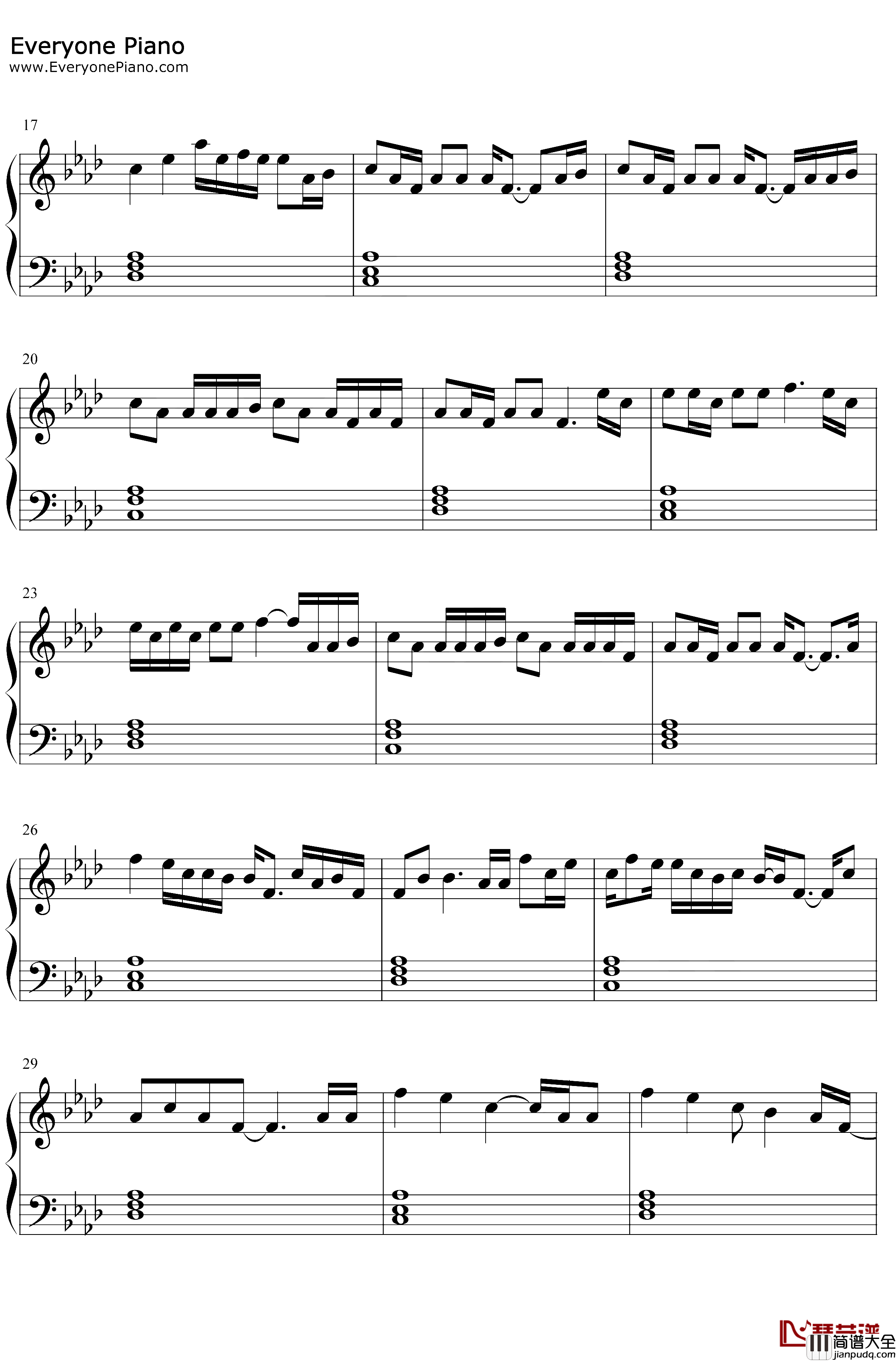 On_Me钢琴谱_Thomas_Rhett_Kane_Brown_Ava_Max_史努比狗OST