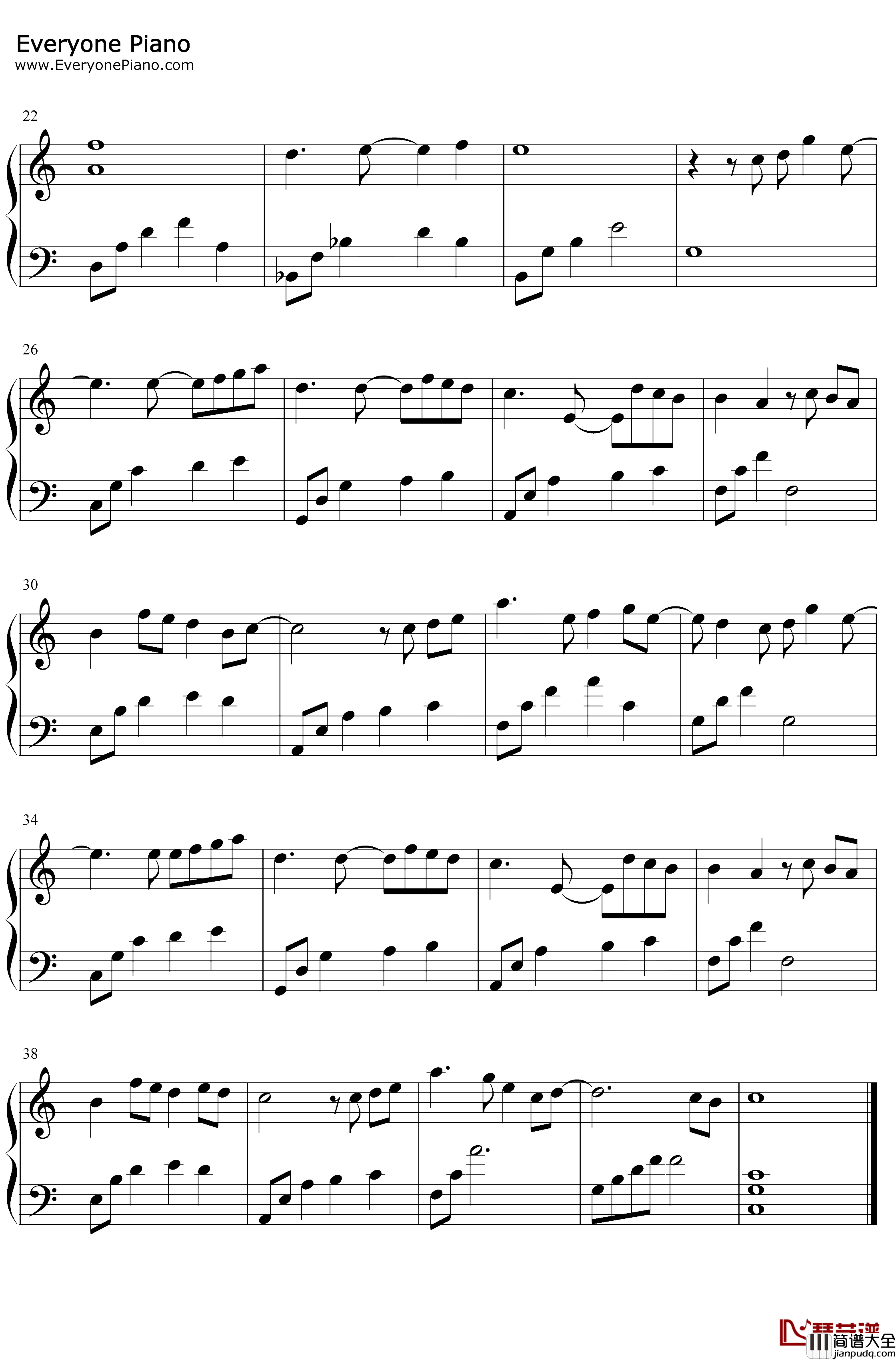 十年钢琴谱_陈奕迅_C调简单版