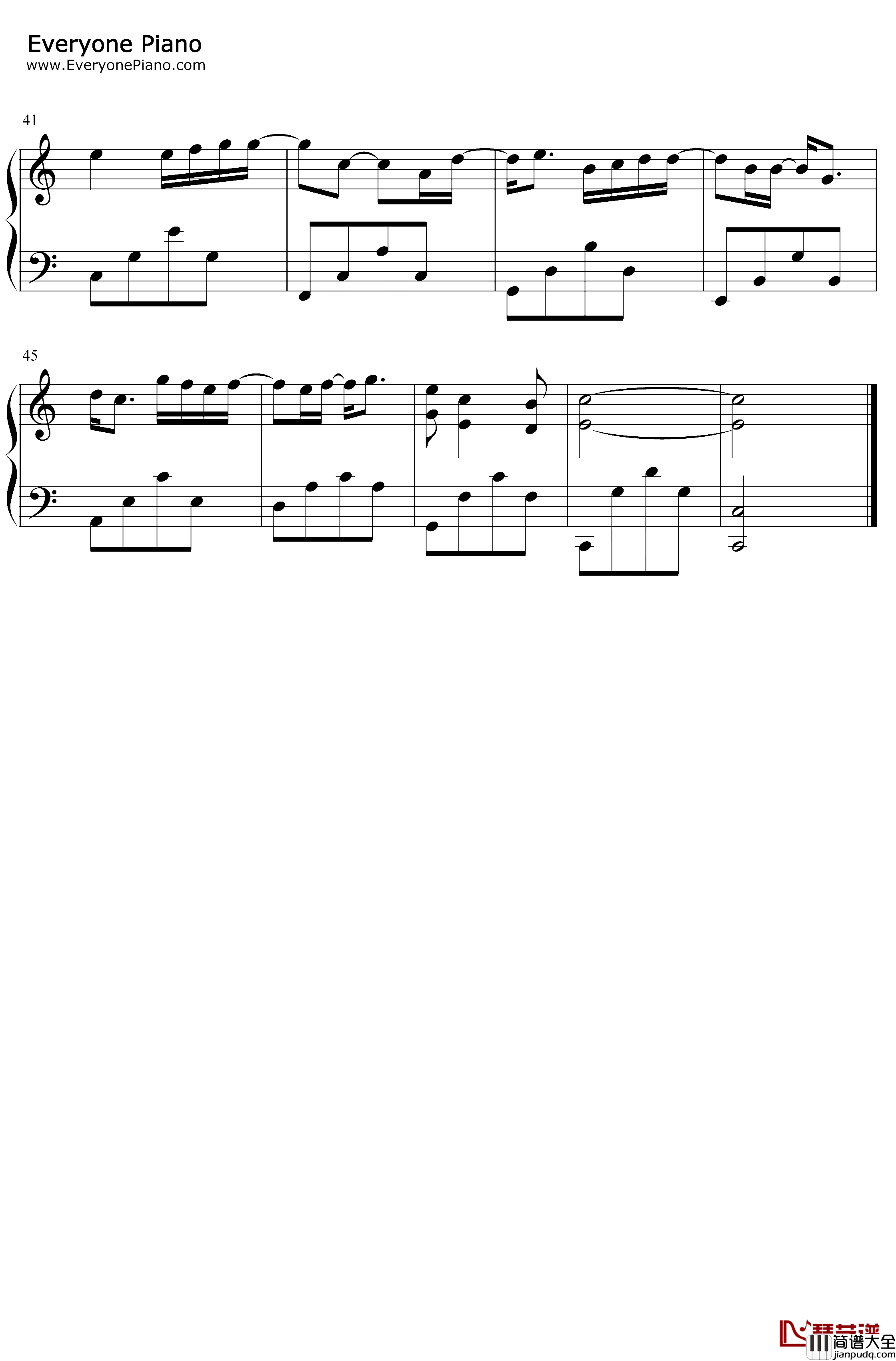 夏天的风钢琴谱_温岚_C调简单版