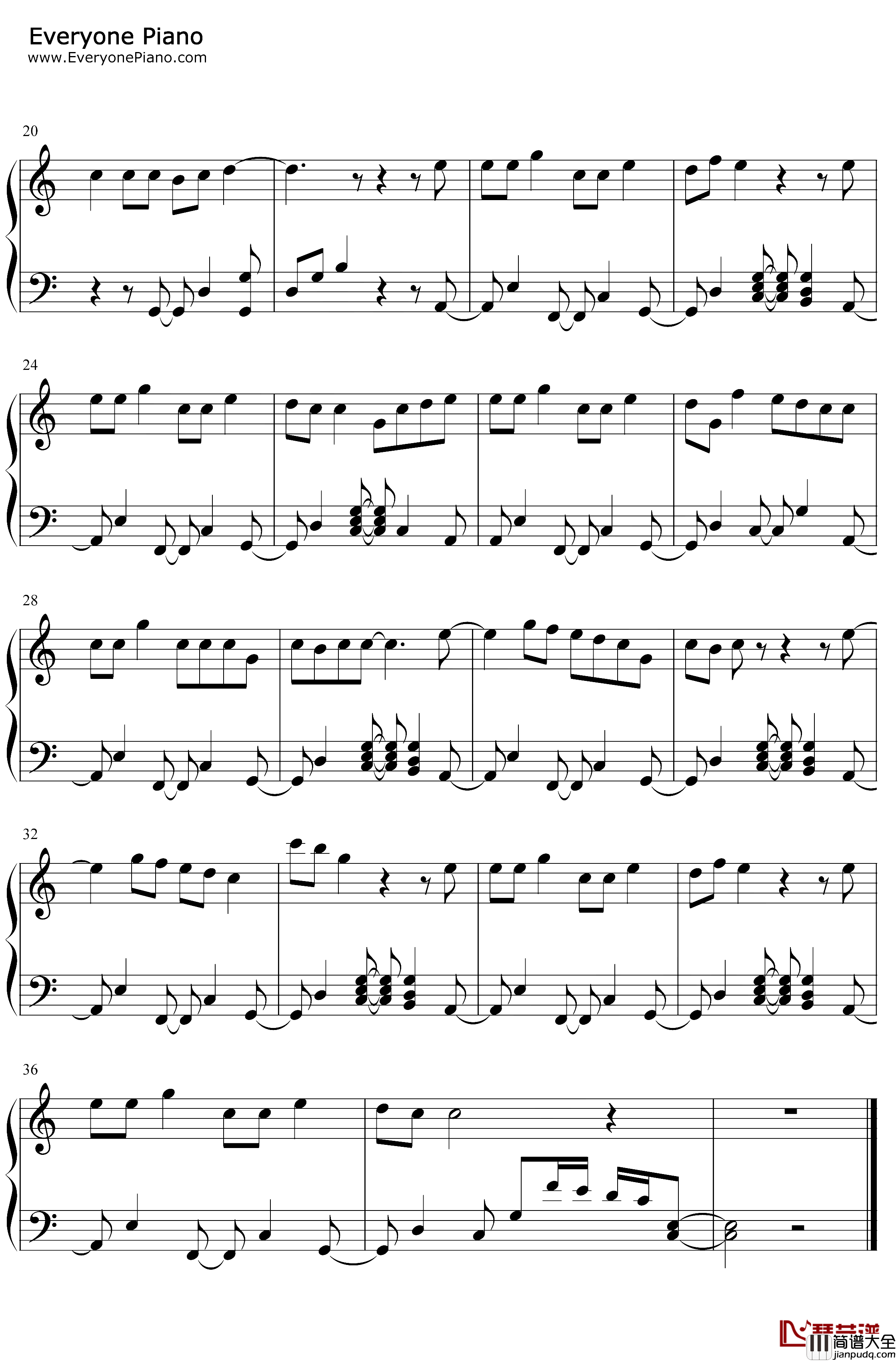 希望的光钢琴谱_丁禹兮_八分钟的温暖插曲