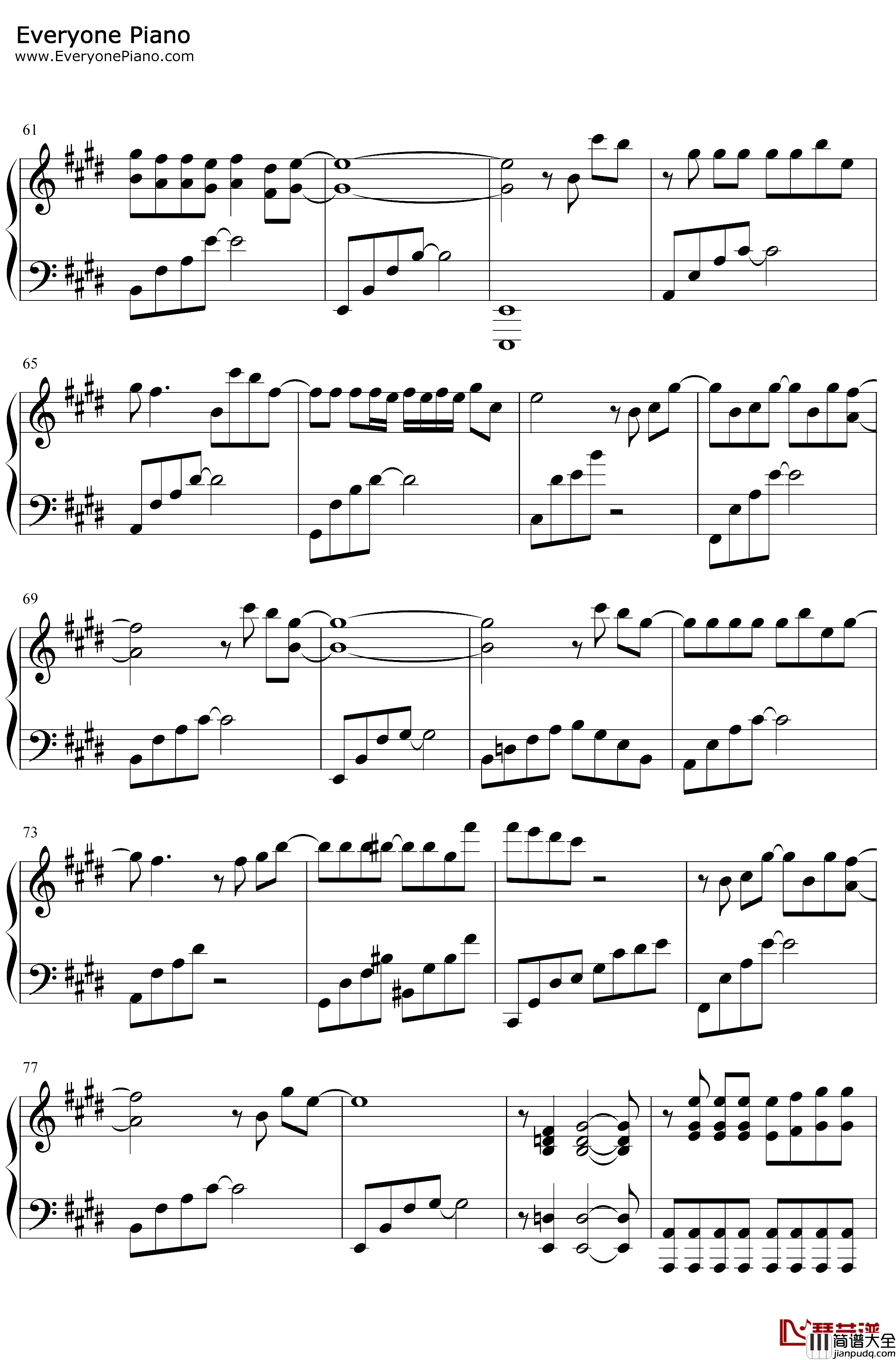 爱存在钢琴谱_魏奇奇_完整版