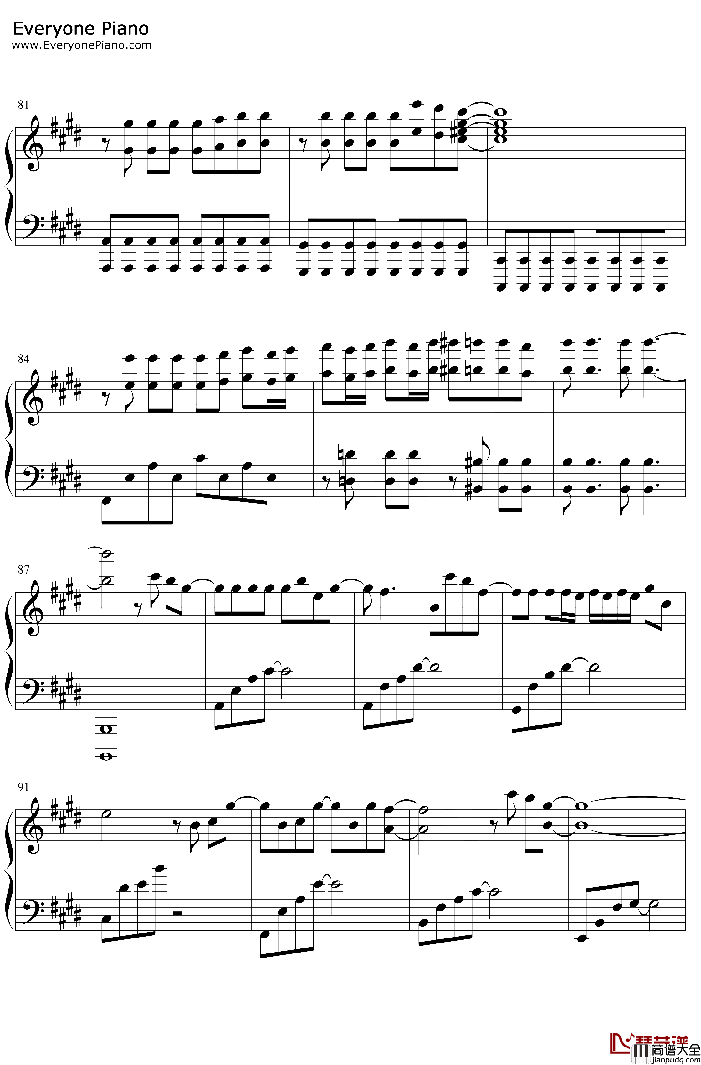 爱存在钢琴谱_魏奇奇_完整版