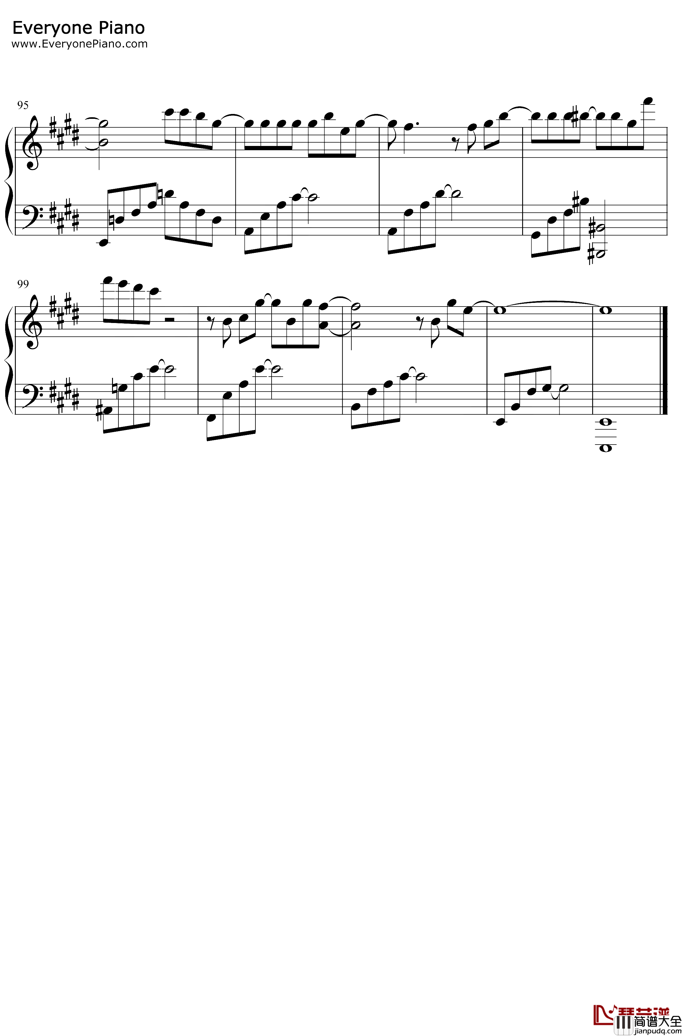 爱存在钢琴谱_魏奇奇_完整版