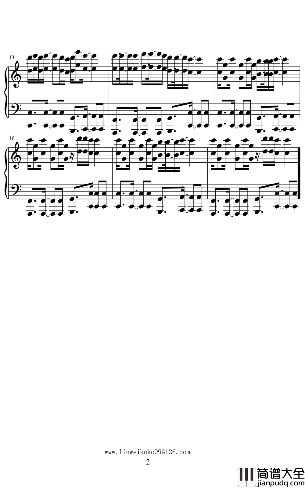 和你在一起钢琴谱_林伟_C大调调