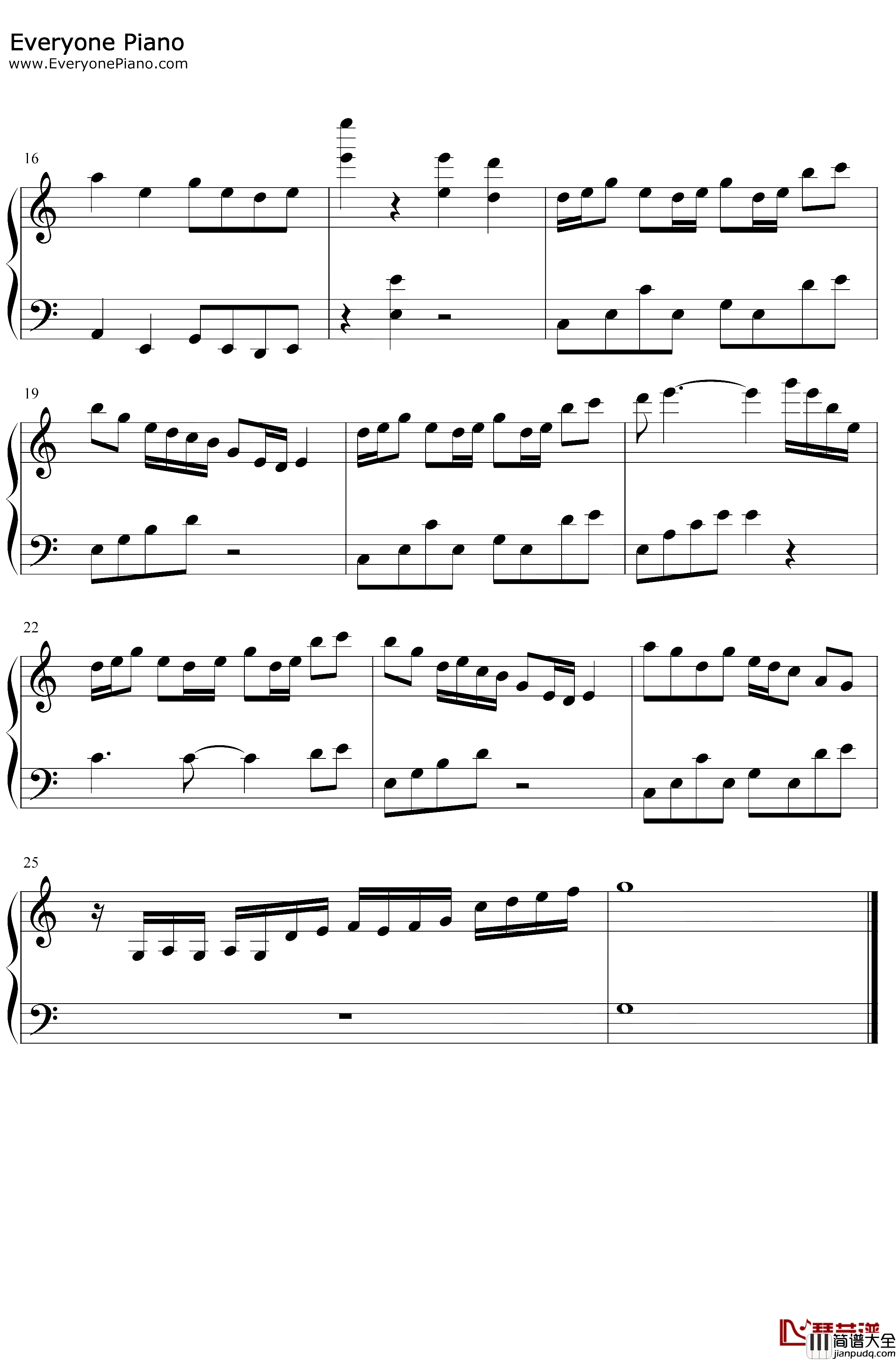 告白之夜钢琴谱_AYASA_C调简单版