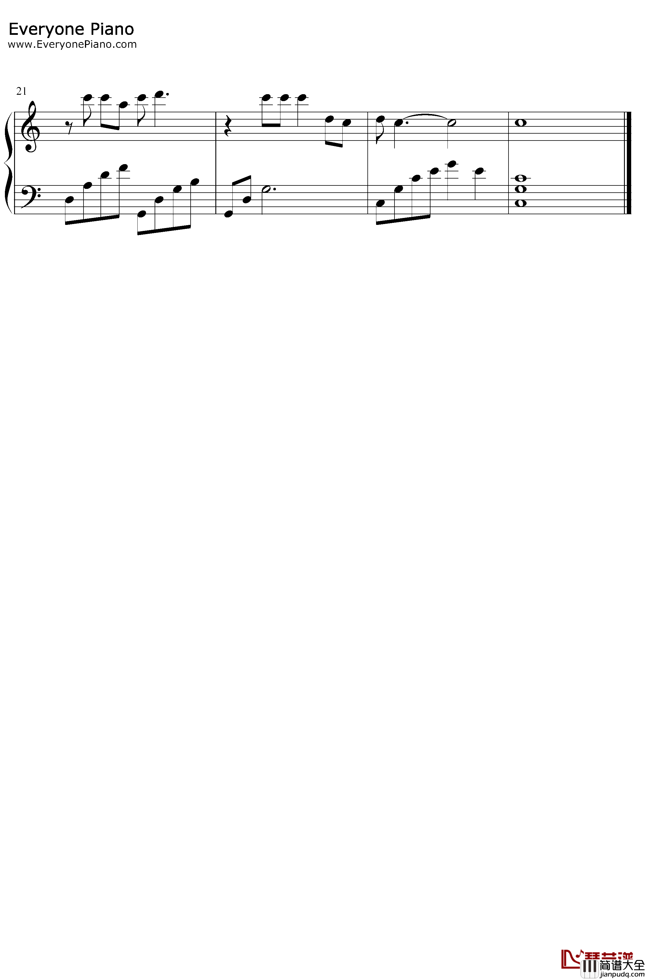 像风一样自由钢琴谱_许巍_C调简单版