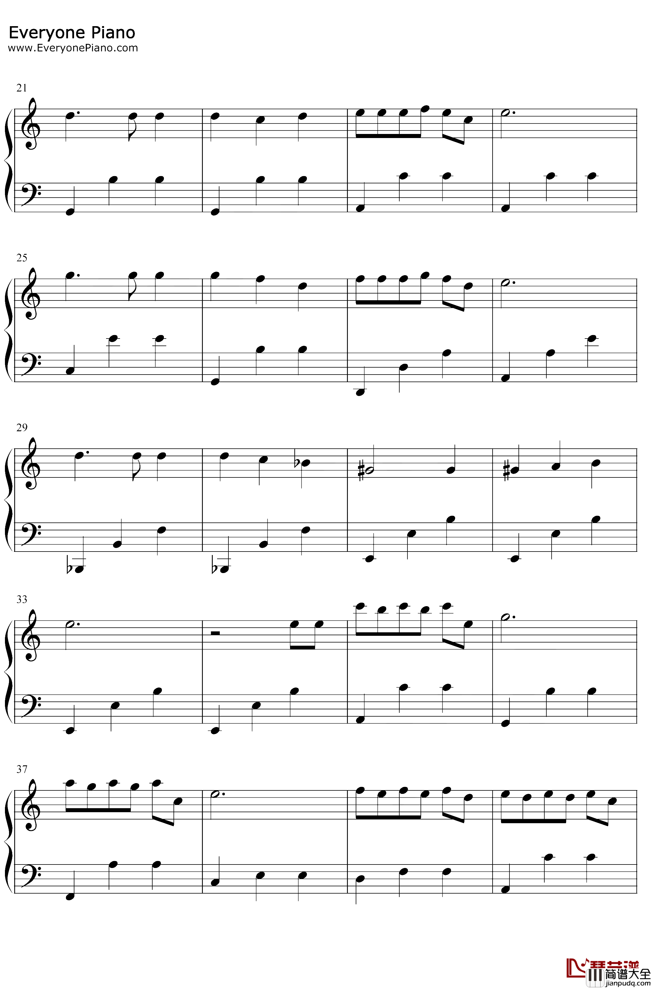 匆匆那年钢琴谱_王菲_C调简单版