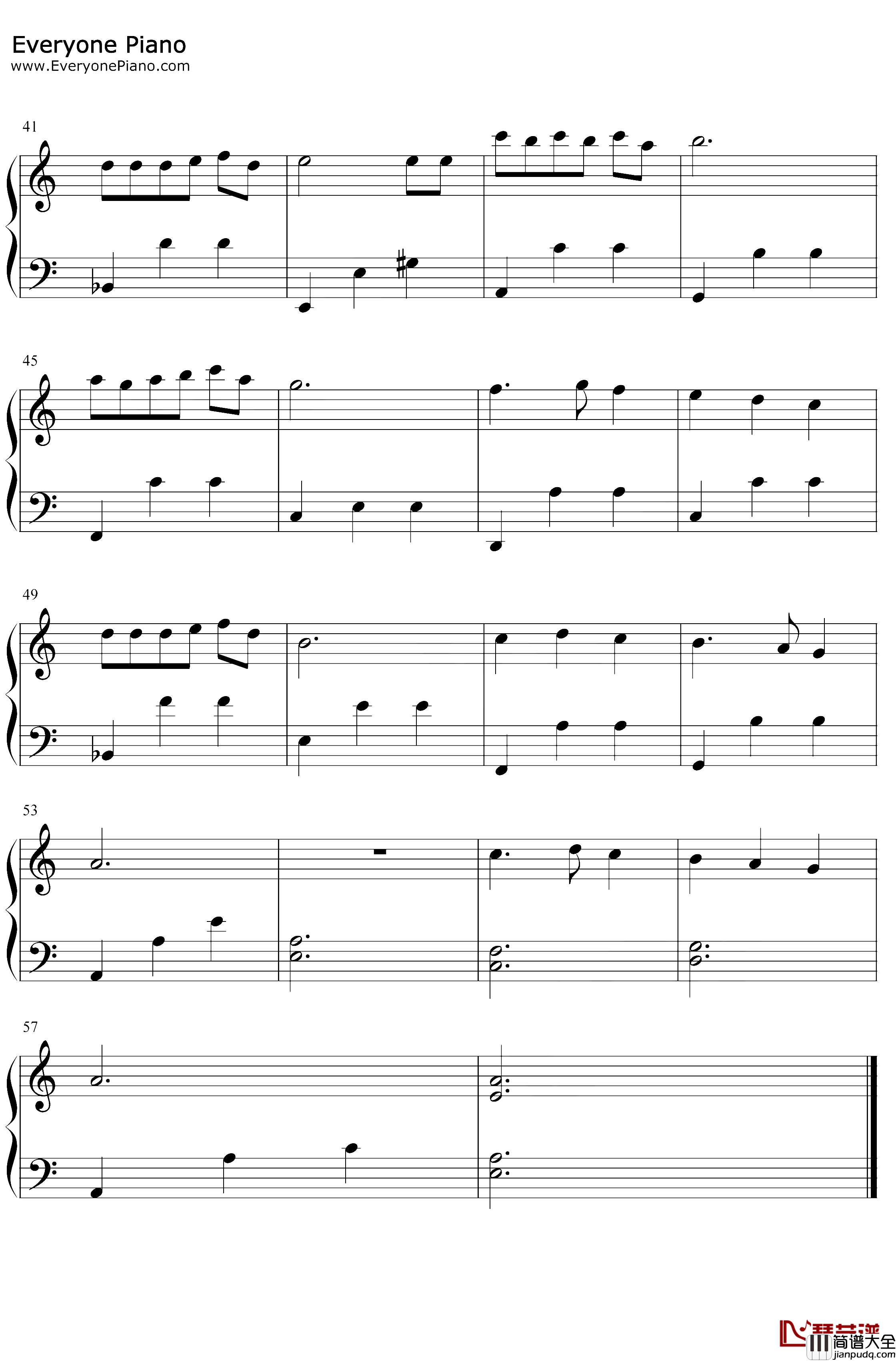 匆匆那年钢琴谱_王菲_C调简单版