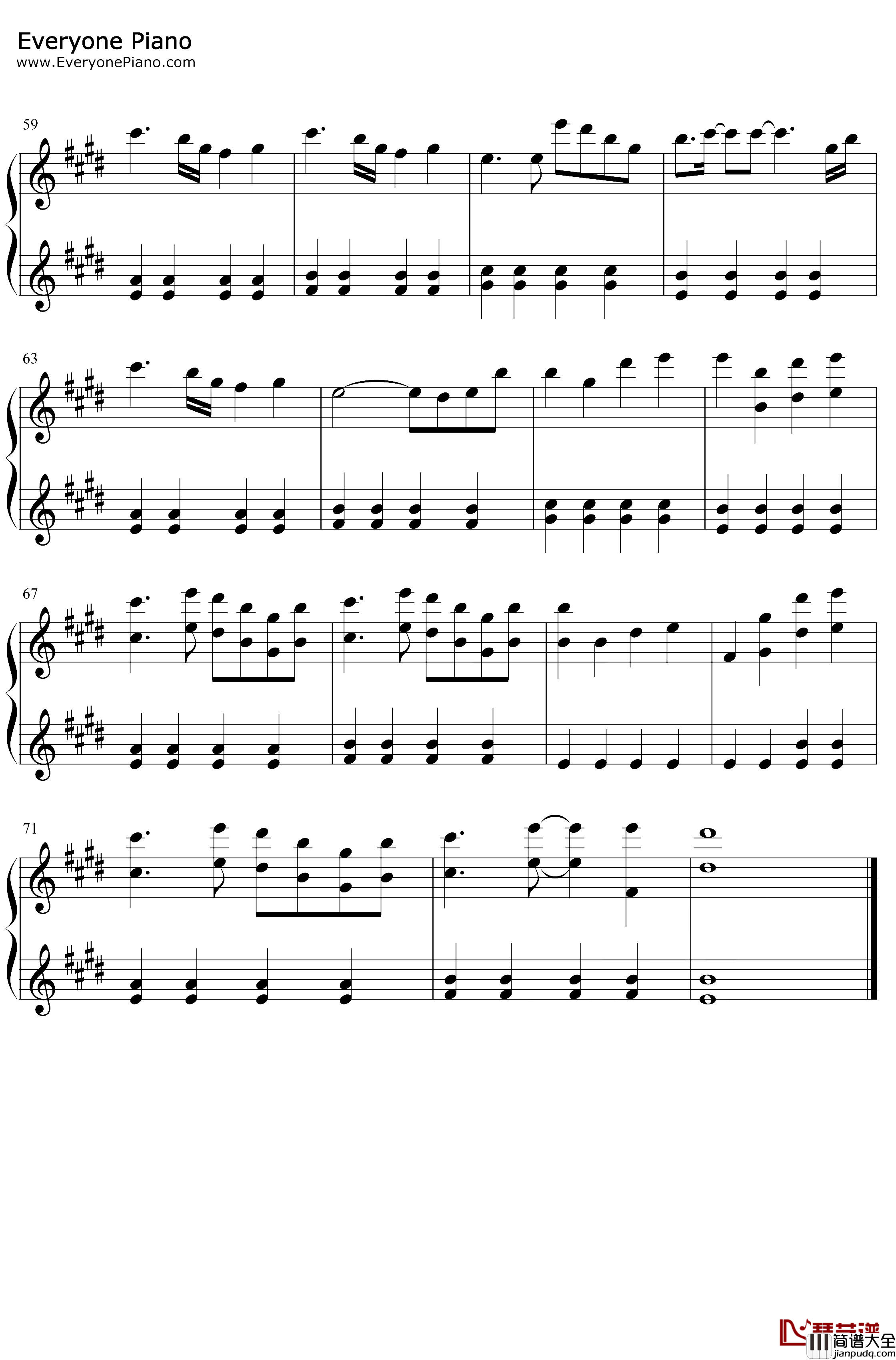 春弦钢琴谱_横山克_明日方舟_光遇版