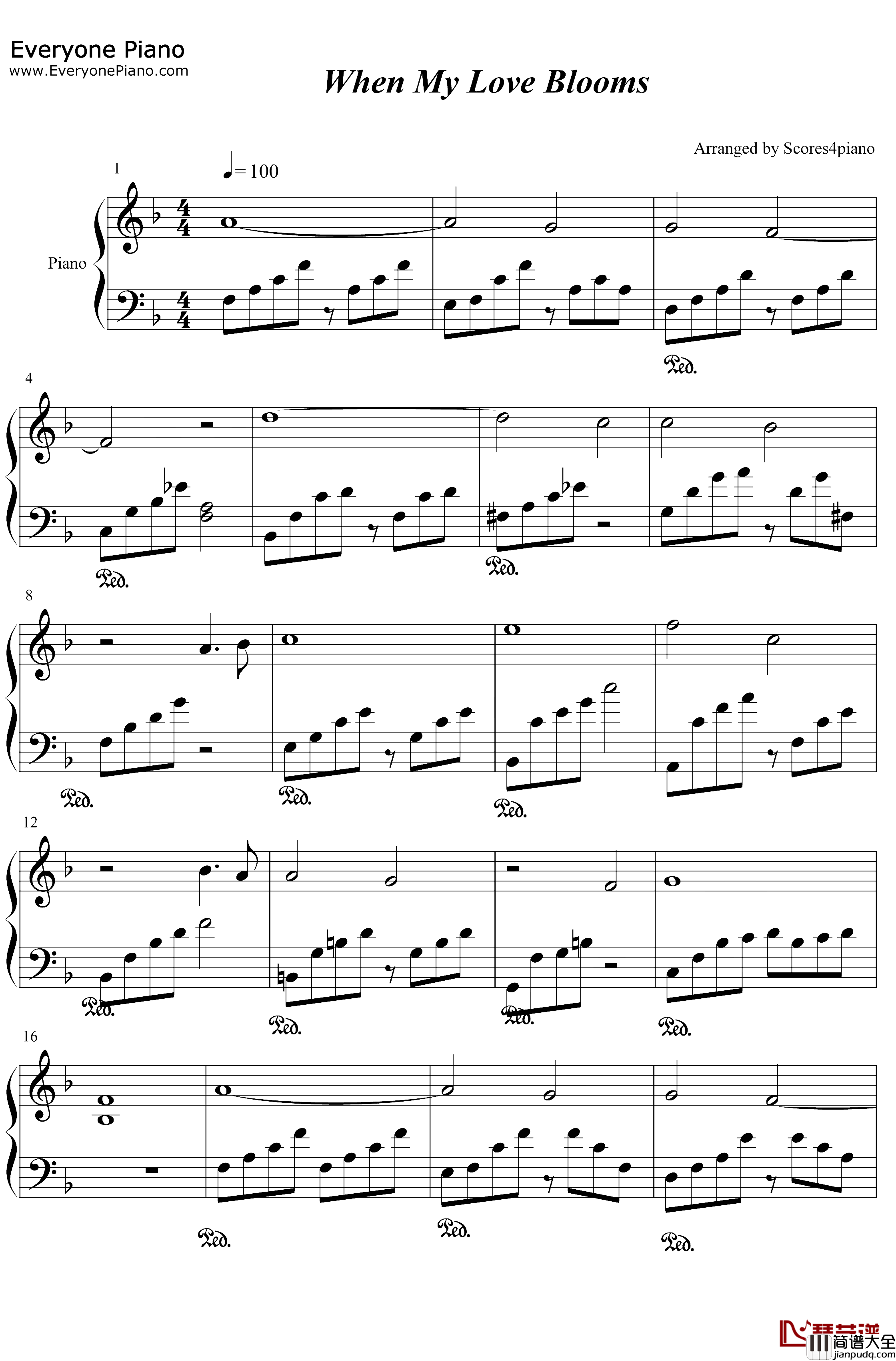 When_My_Love_Blooms钢琴谱_Studio_Dragon_花样年华_生如夏花主题曲
