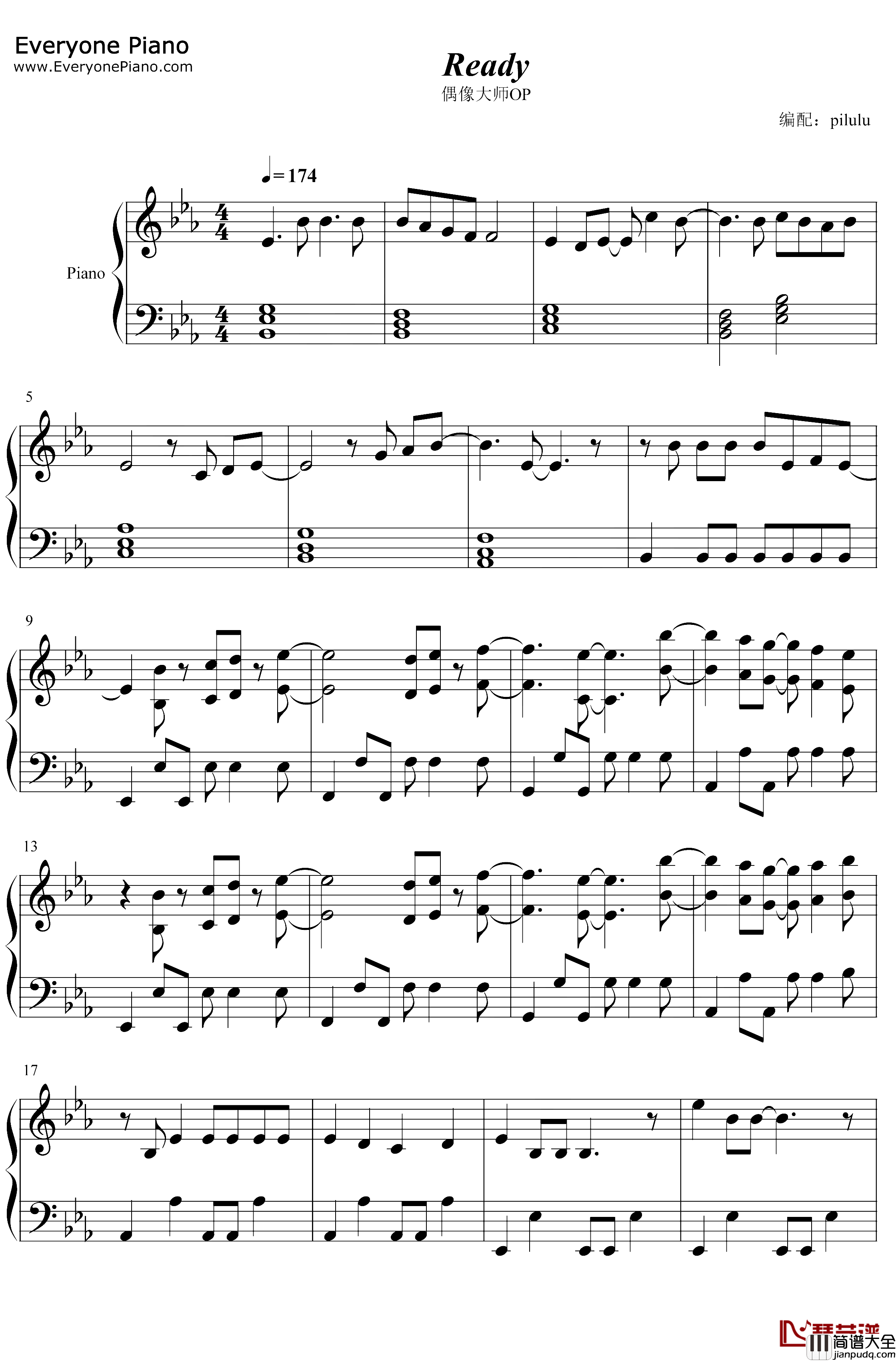 Ready钢琴谱_765PROAllstars_偶像大师OP