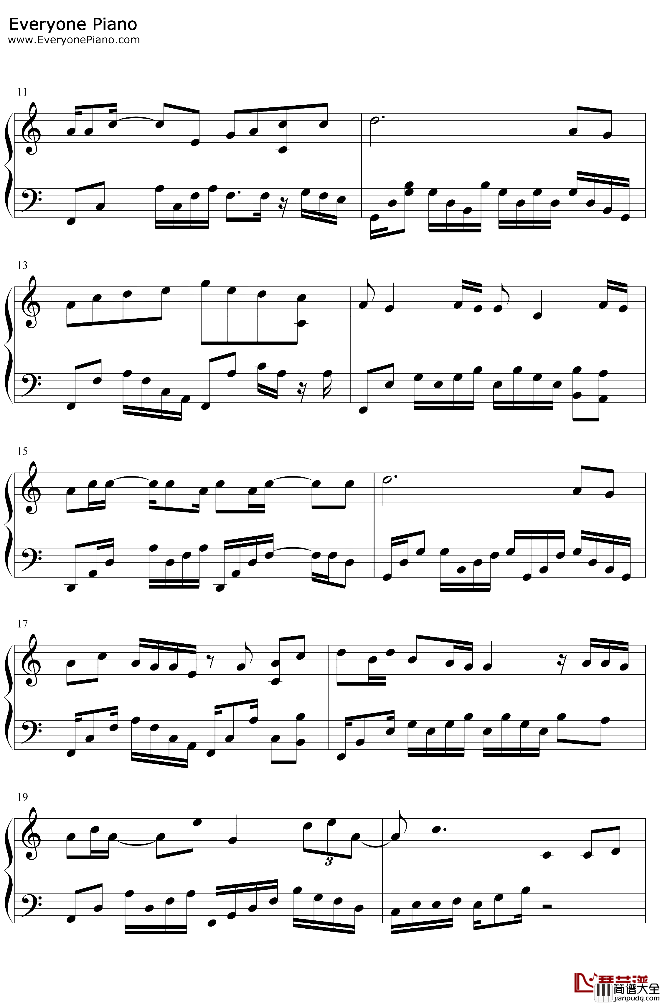 第三十八年夏至钢琴谱_河图_C调简单版_爱而不得的催泪情歌