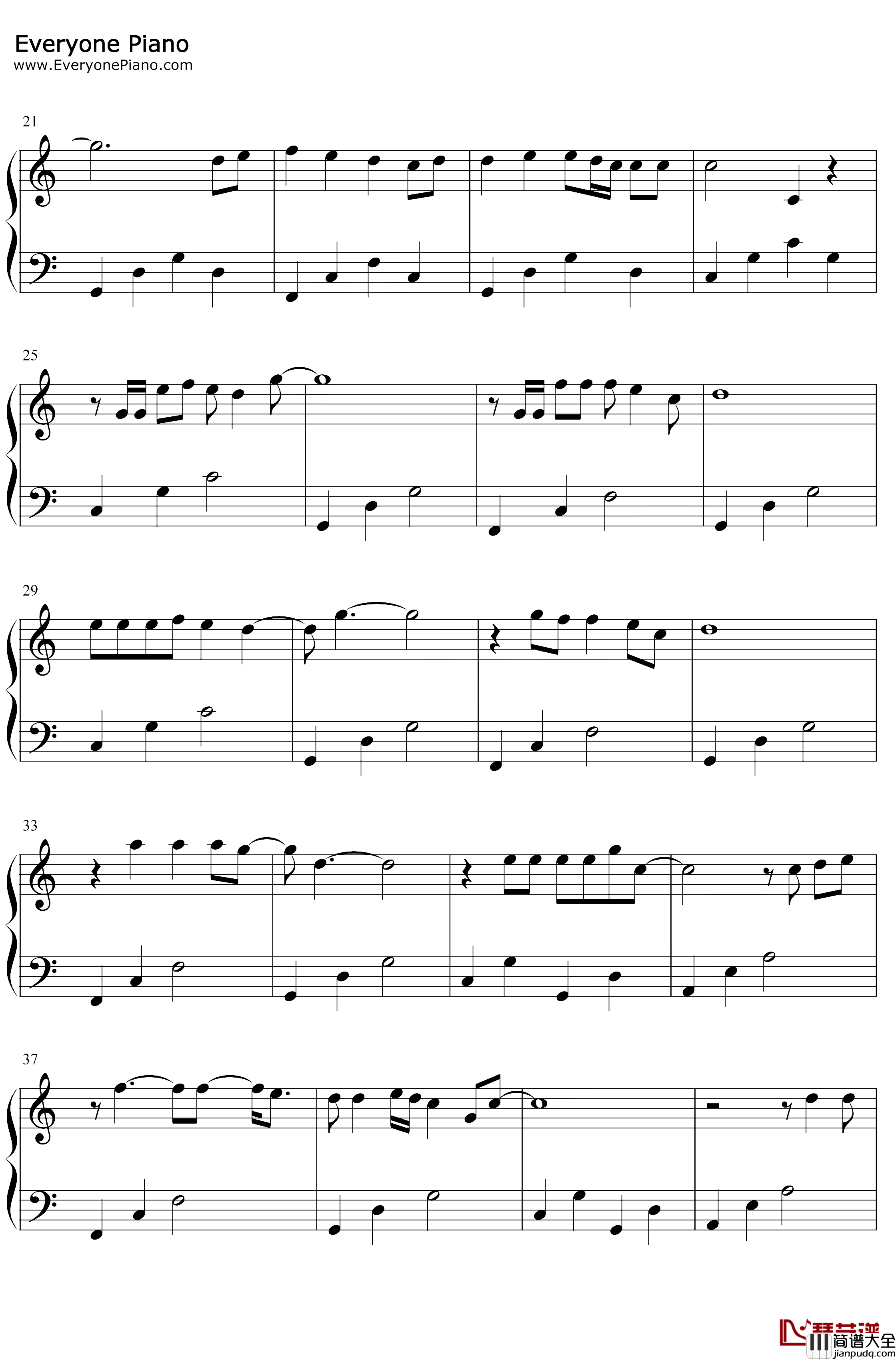 Wonderful_Tonight钢琴谱_EricClapton_C调简单版_迷人之夜