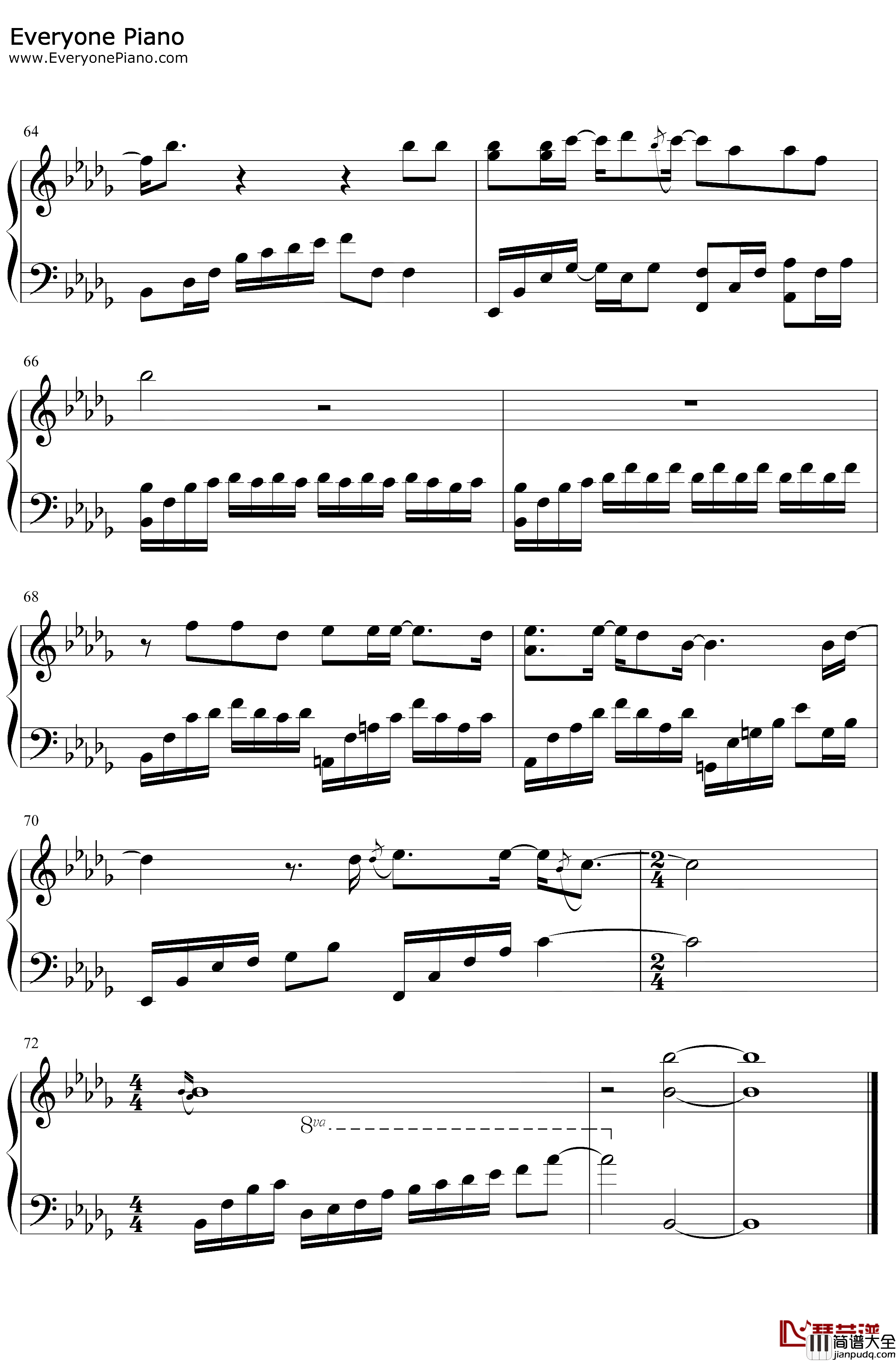 尘埃钢琴谱_家家_步步惊情ED_我的爱像尘埃散落在边疆地带_抖音热歌