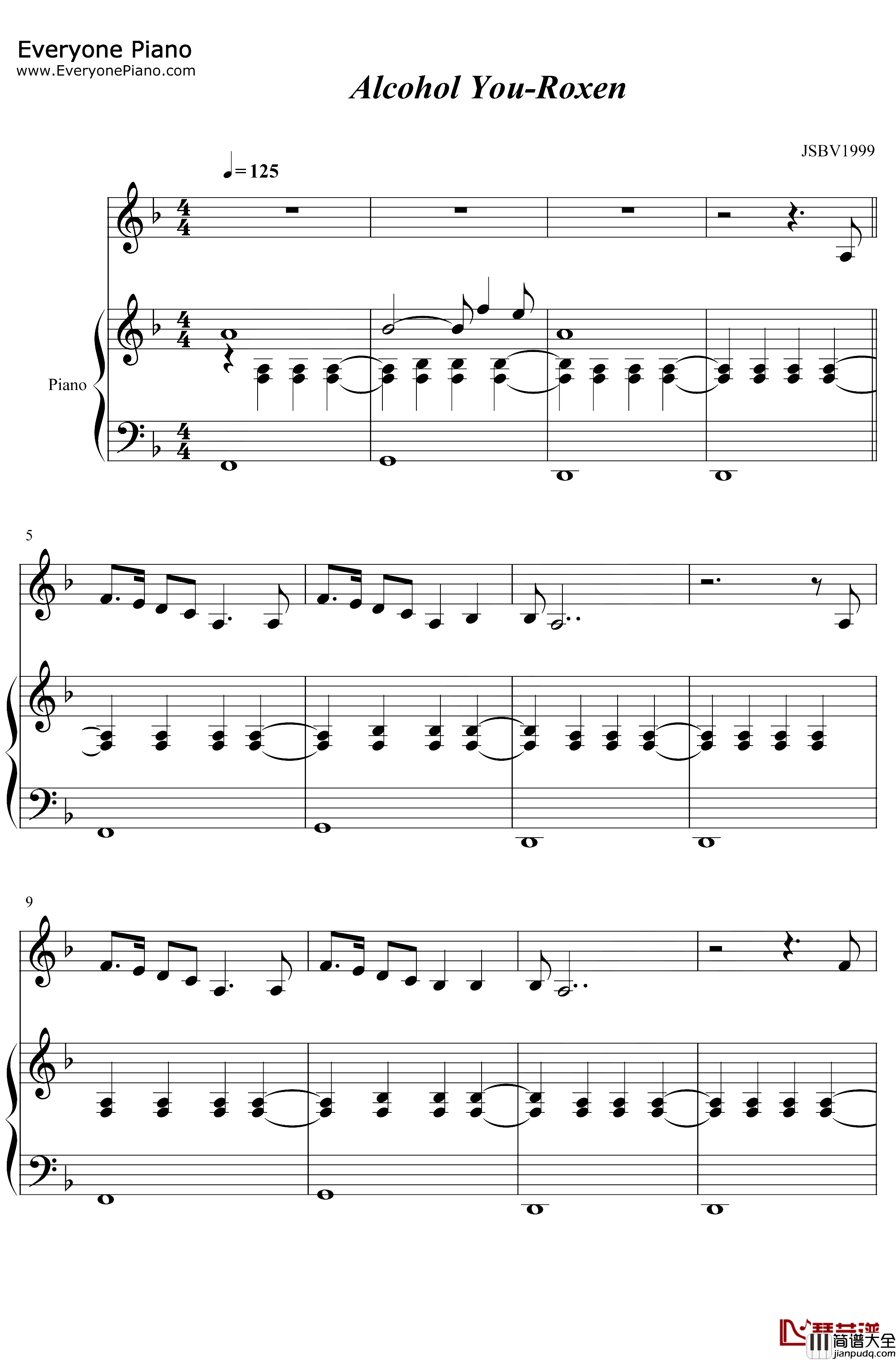 AlcoholYou钢琴谱_Roxen_2020年欧洲歌唱大赛罗马尼亚