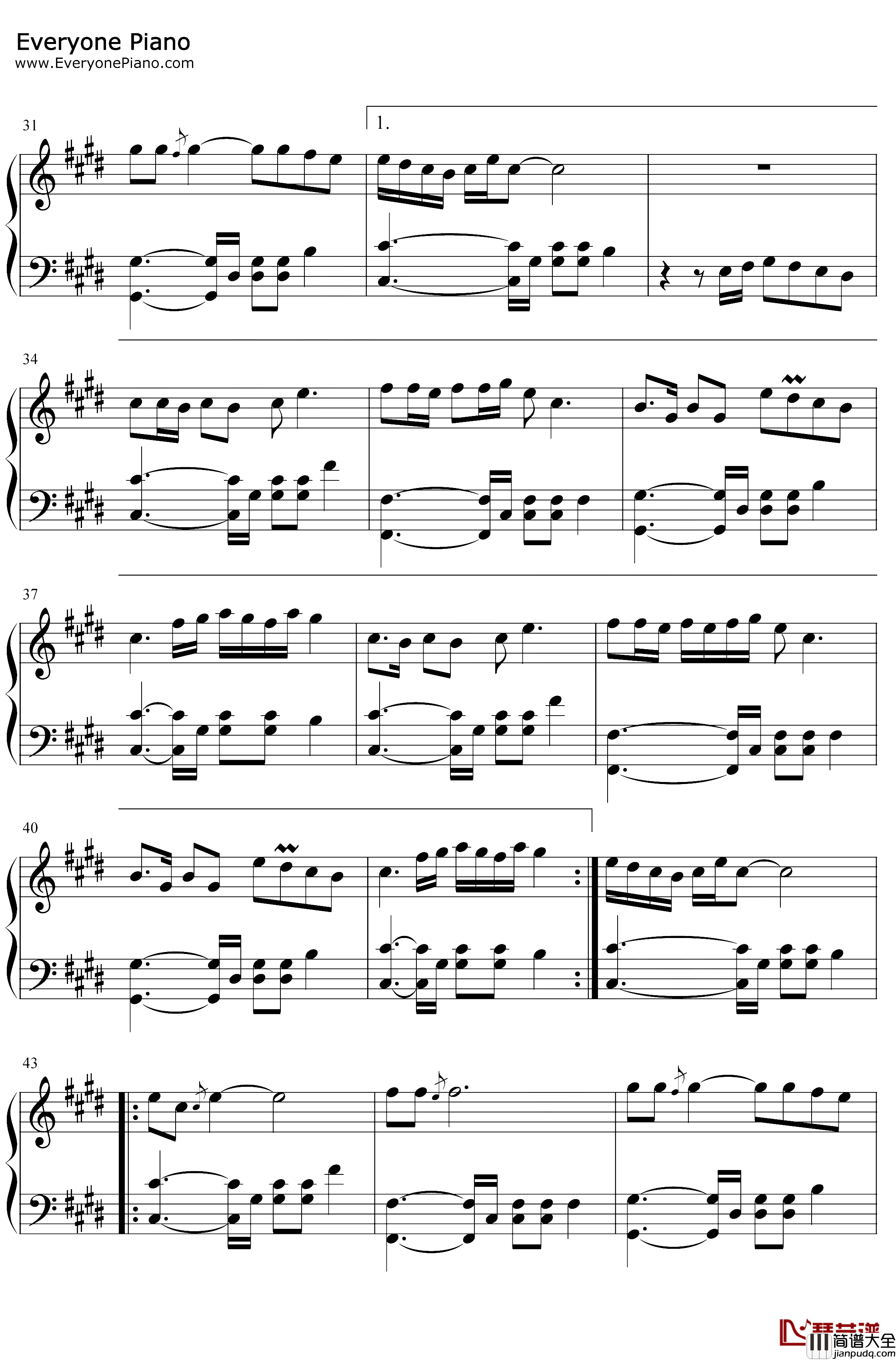 小野猫钢琴谱_岑雨桥_性感小野猫_Sexycat人人爱不明白谁会是我要找的爱_抖音热歌