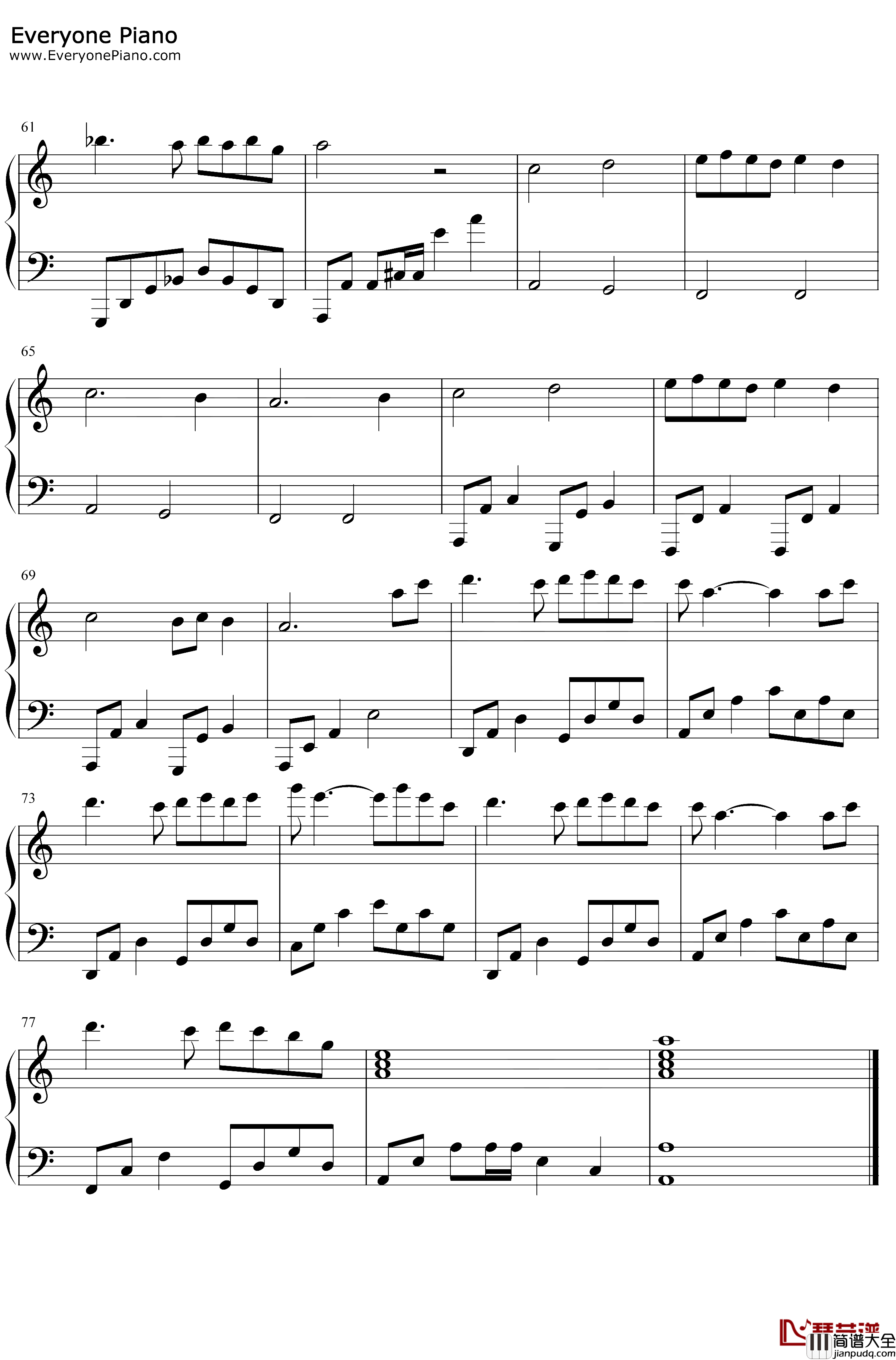 雪见钢琴谱_麦振鸿_仙凡之旅_C调简单版_仙剑奇侠传三配乐