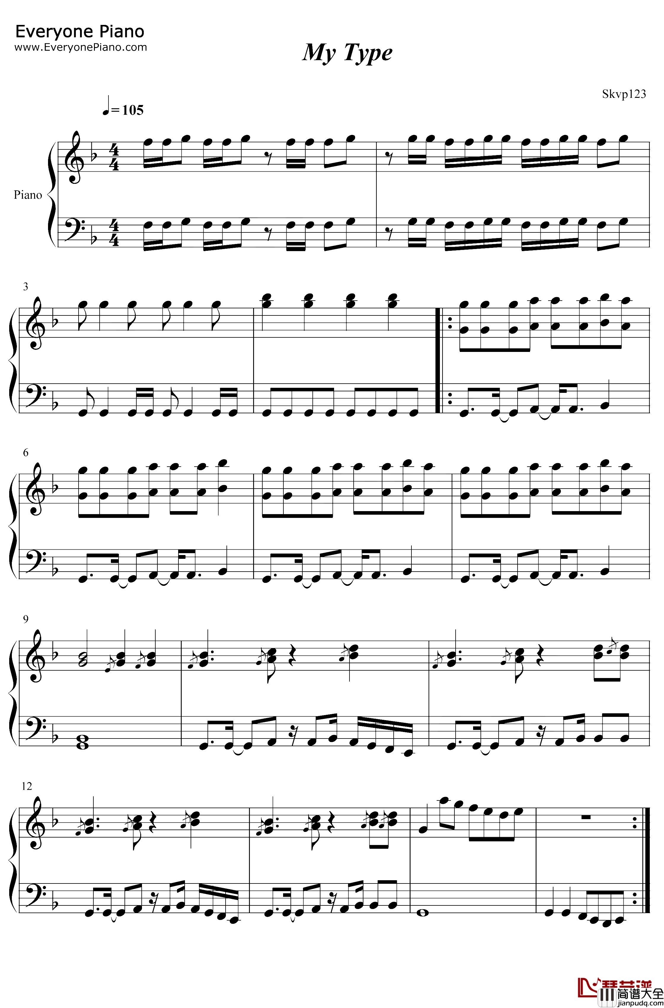 My_Type钢琴谱_Saweetie