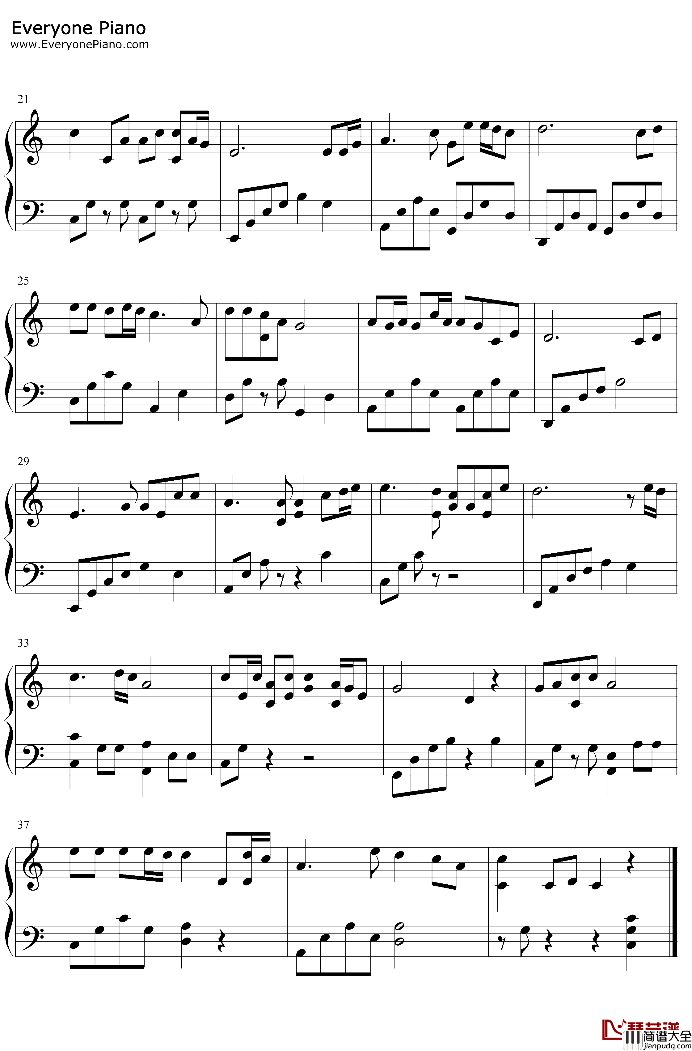 爱拼才会赢钢琴谱_叶启田_C调简单版_经典励志老歌