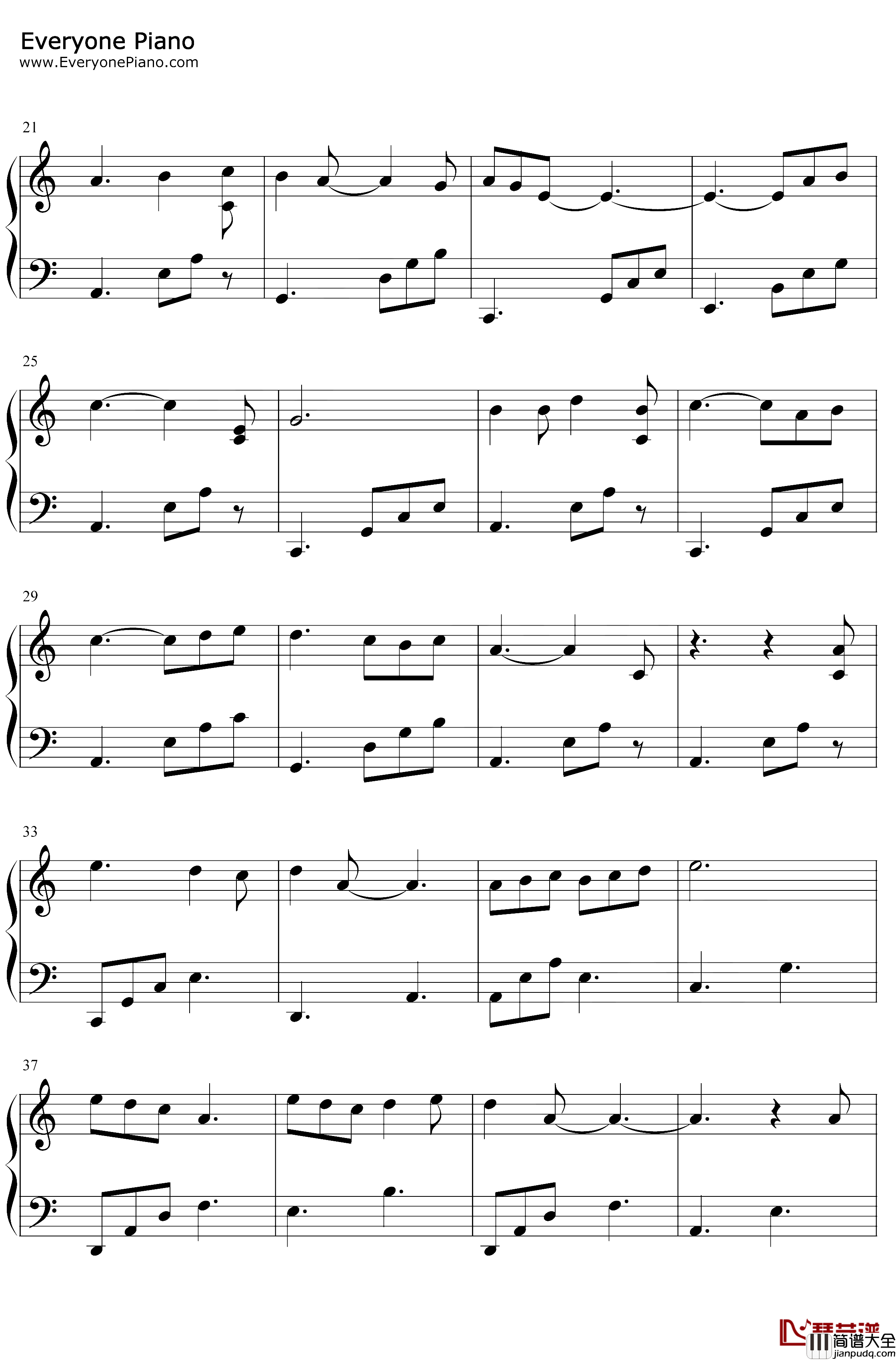 传闻钢琴谱_霍尊_C调简单版_传闻中的陈芊芊片尾曲