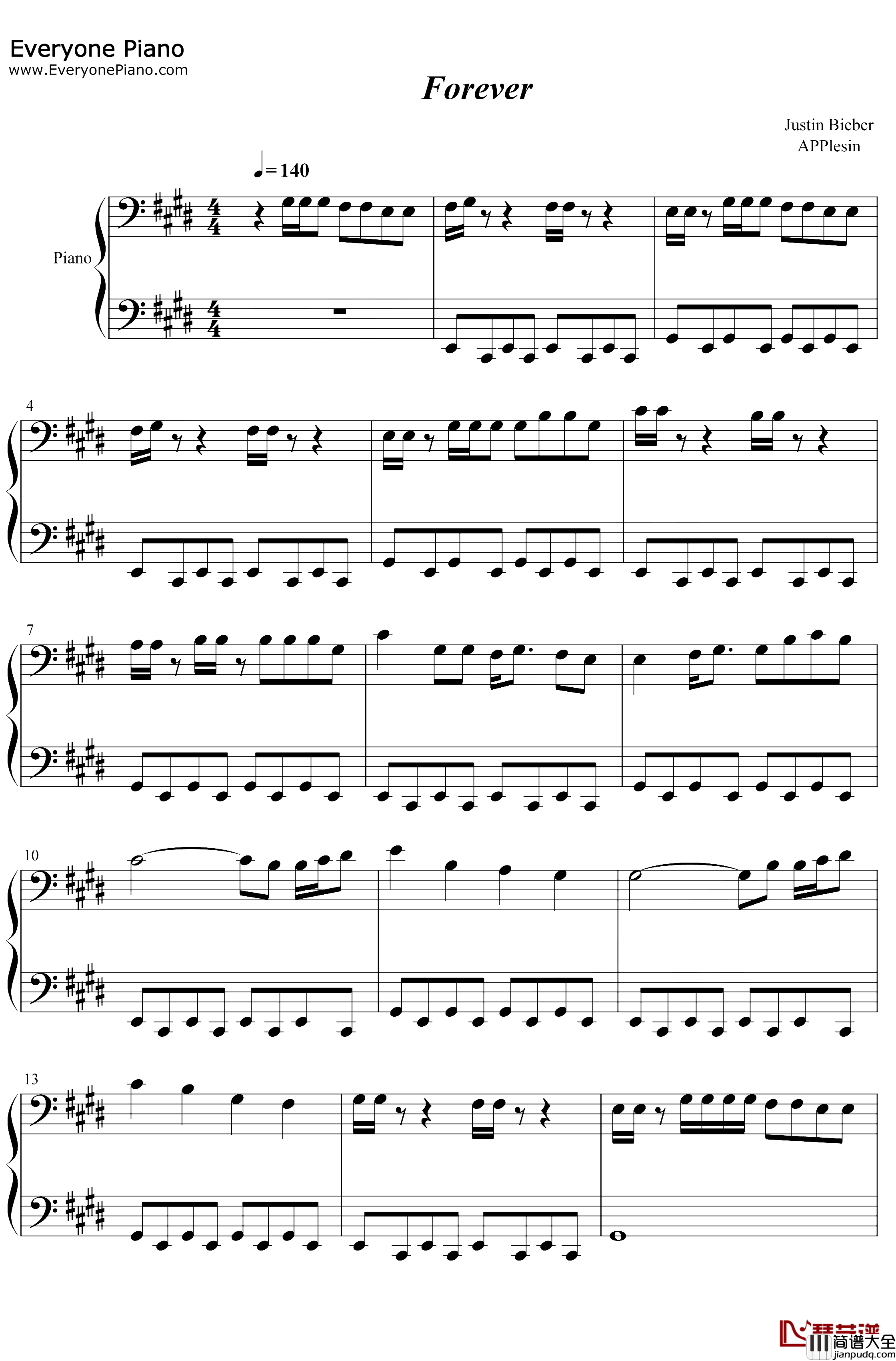 Forever钢琴谱_JustinBieber_PostMaloneClever