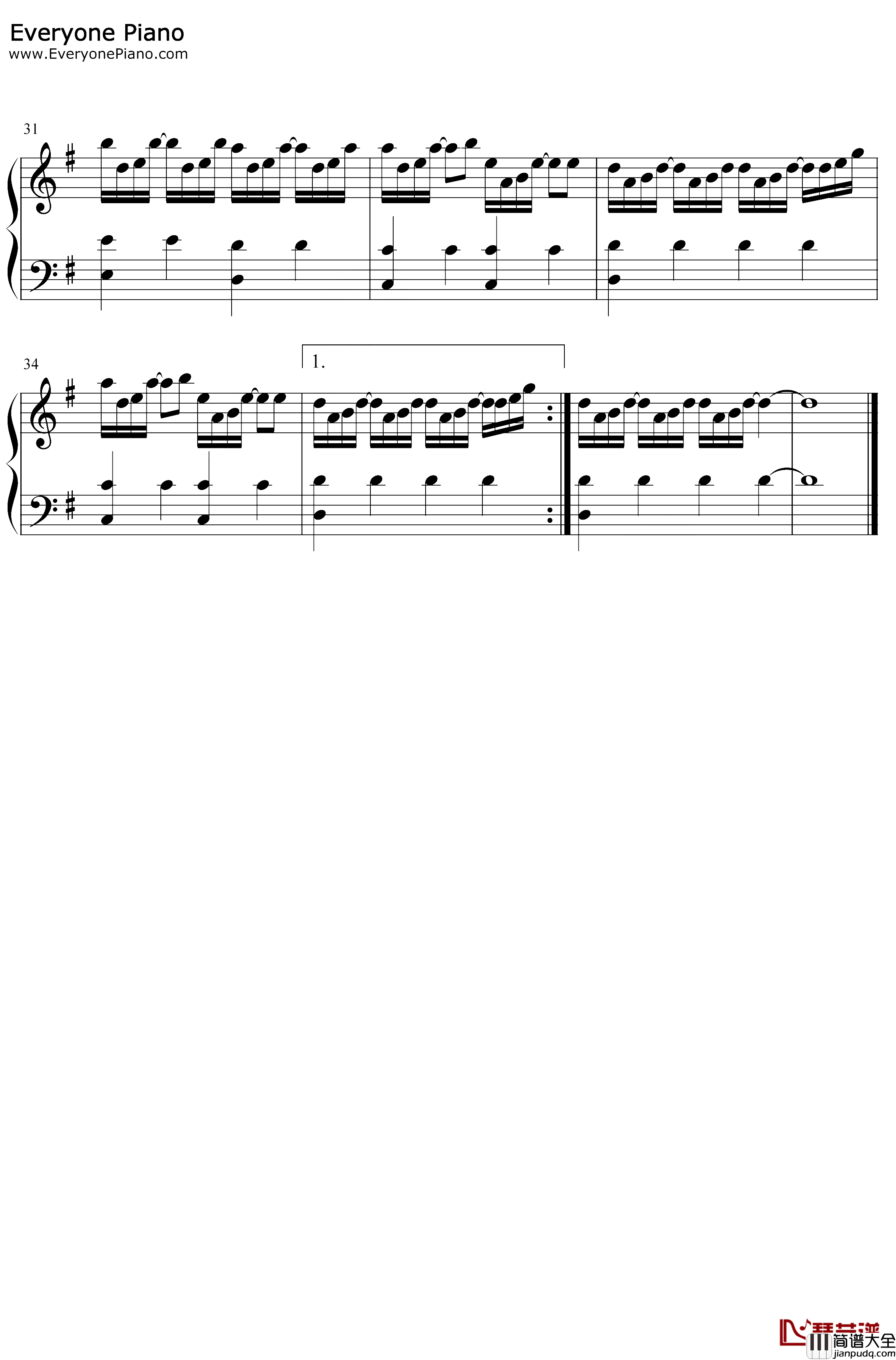 人间钢琴谱_王菲_F转G大调