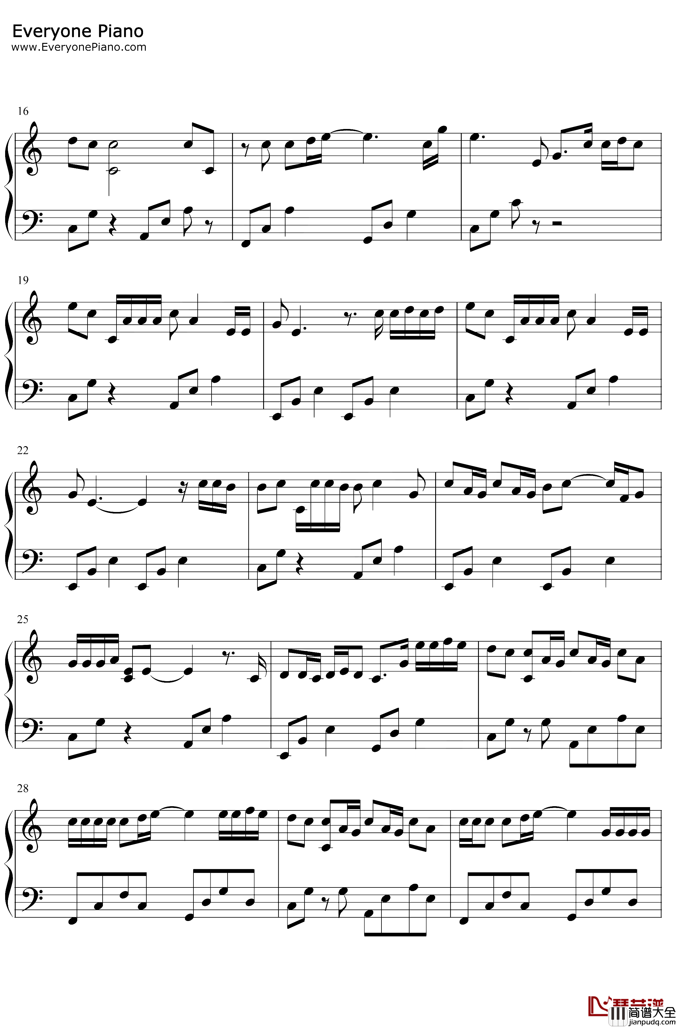 LondonBoy钢琴谱_TaylorSwift_C调简单版