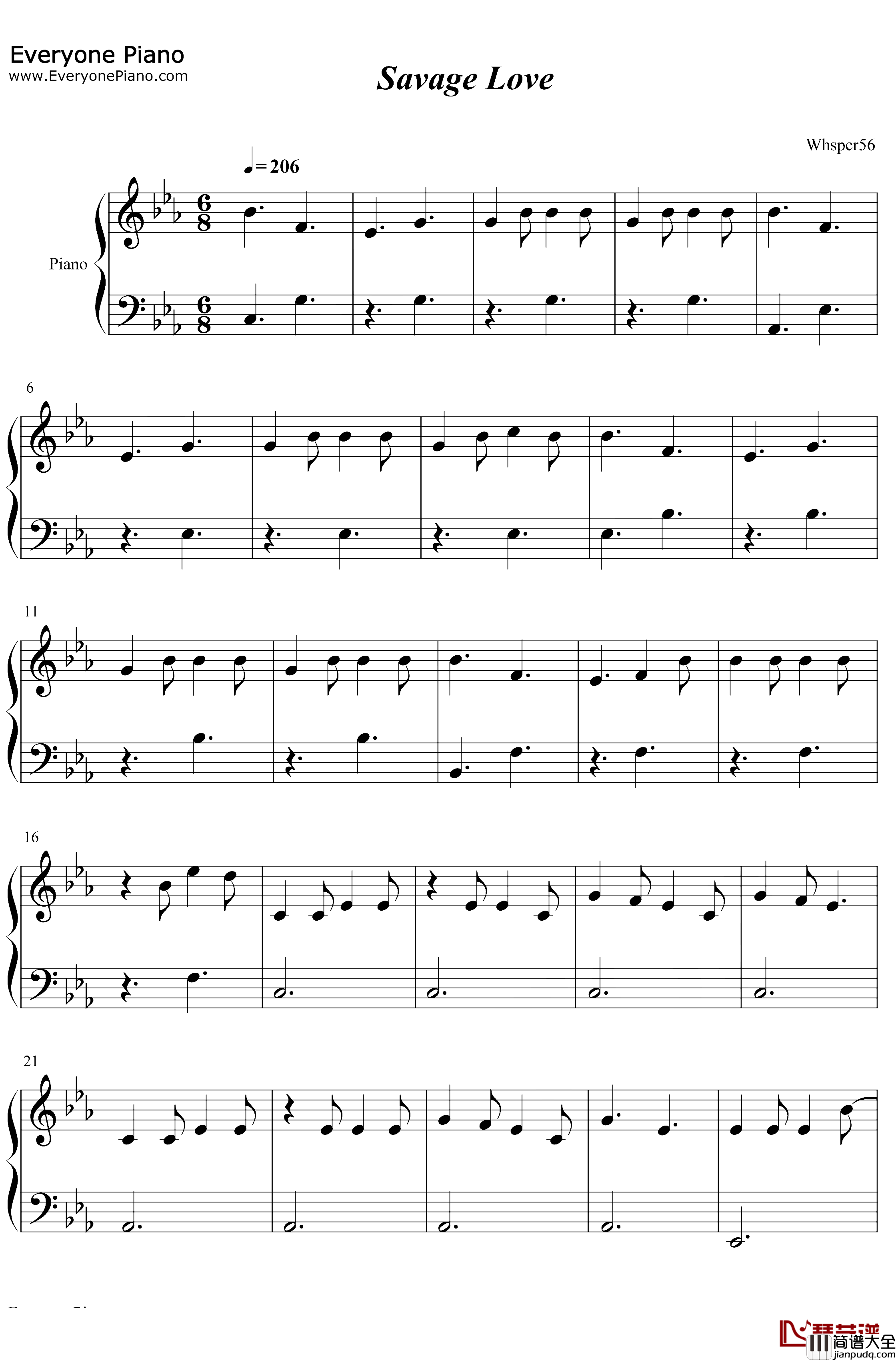 Savage_Love钢琴谱_Jawsh685JasonDerulo_SavageLoveLaxed–SirenBeat_全网最欠揍的抖音热歌BGM