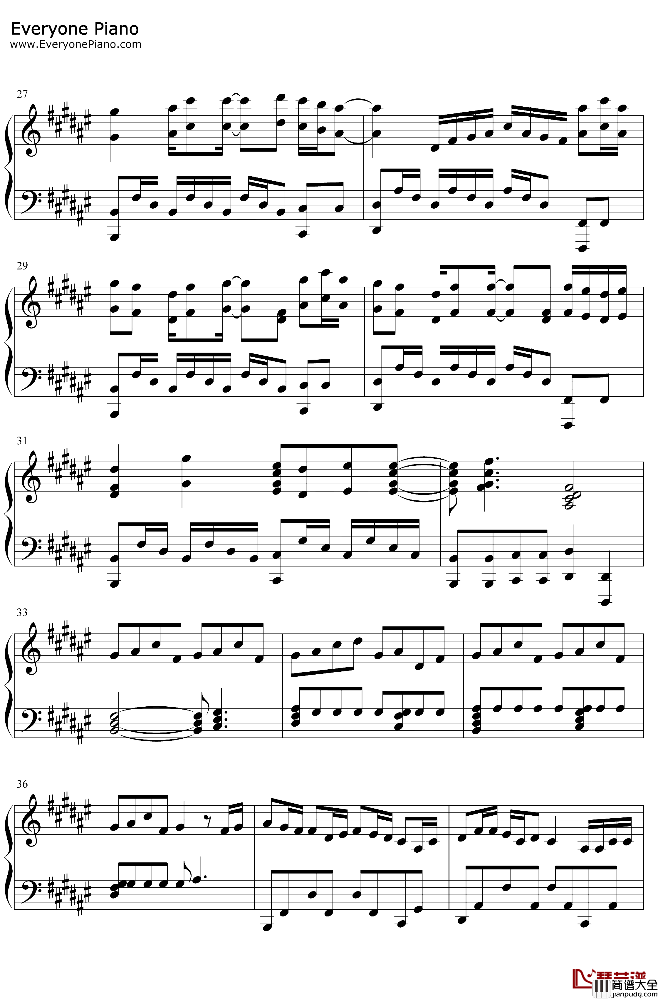 打上花火钢琴谱_米津玄师DAOKO_完美版