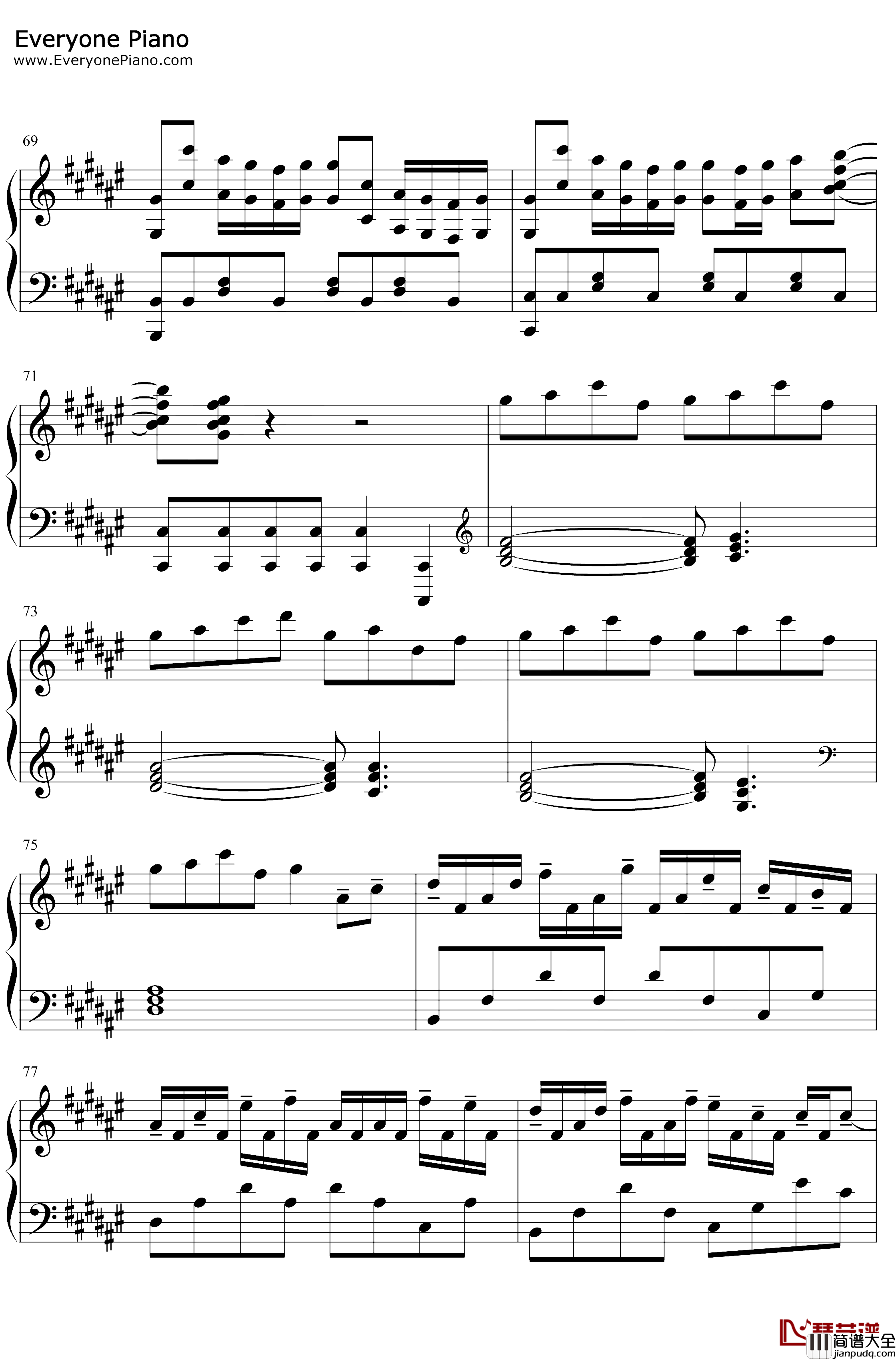 打上花火钢琴谱_米津玄师DAOKO_完美版