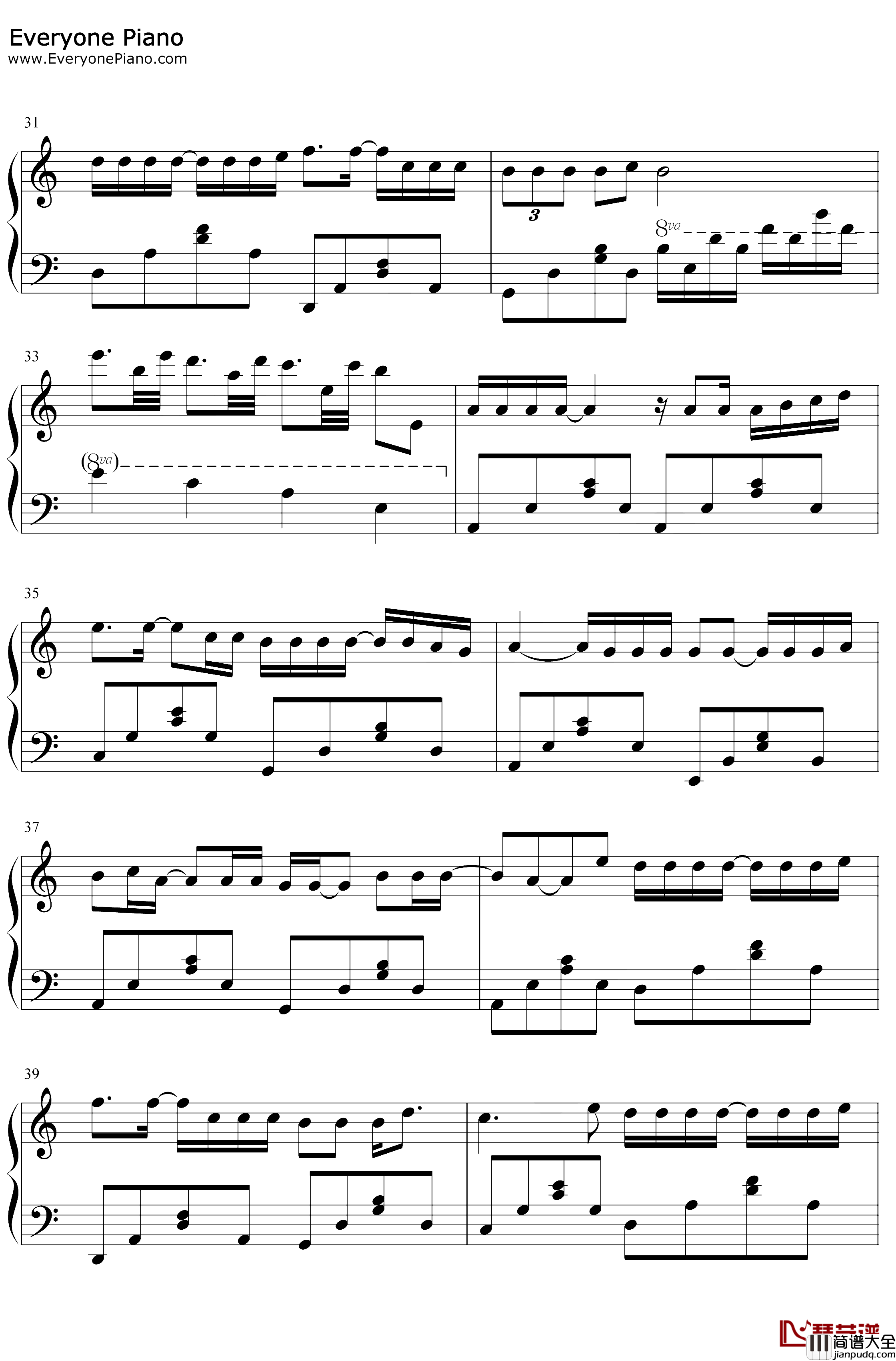 寂寞是因为思念谁钢琴谱_张磊景岗山_中国好声音第四季张磊翻唱版