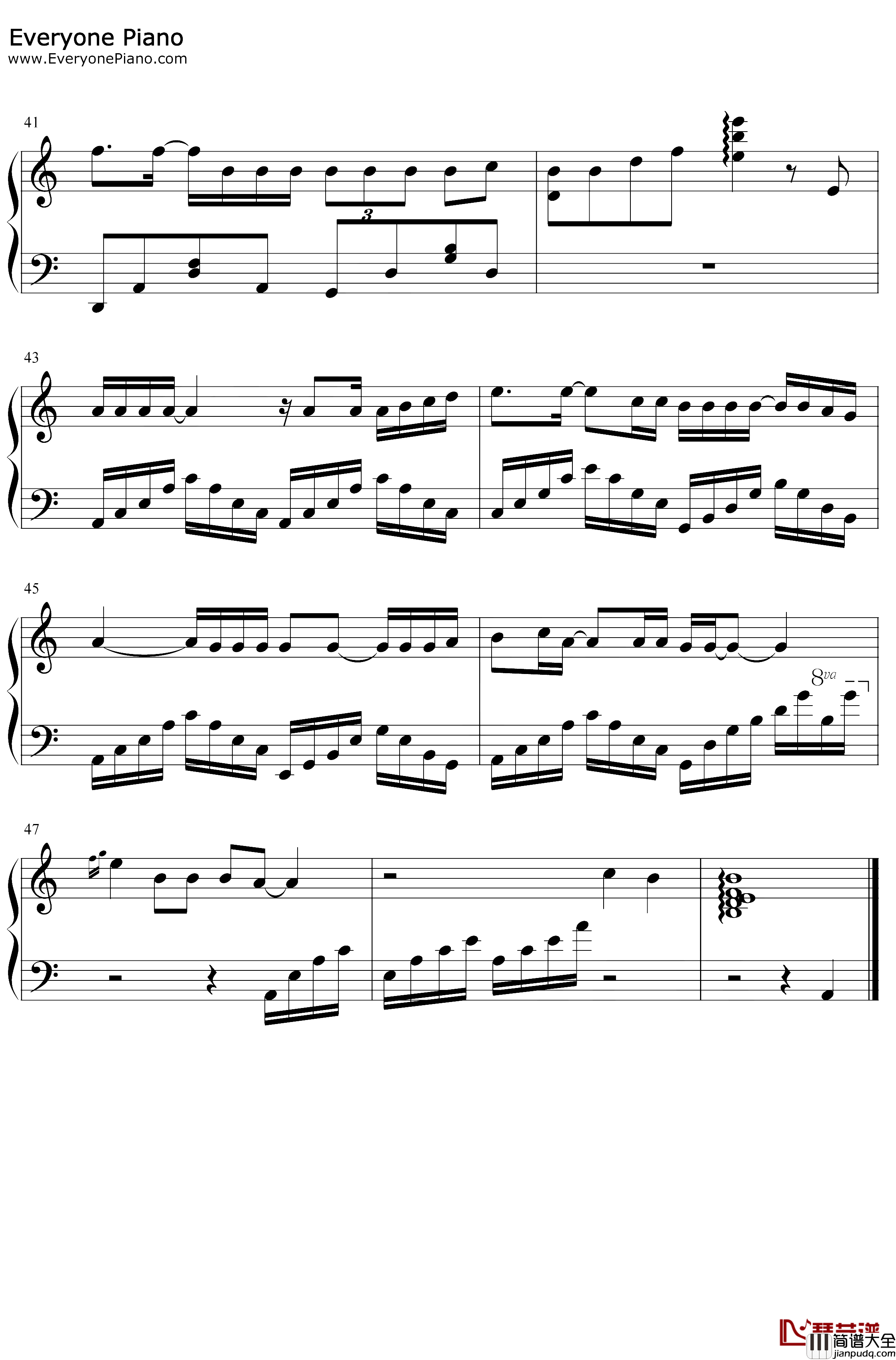 寂寞是因为思念谁钢琴谱_张磊景岗山_中国好声音第四季张磊翻唱版