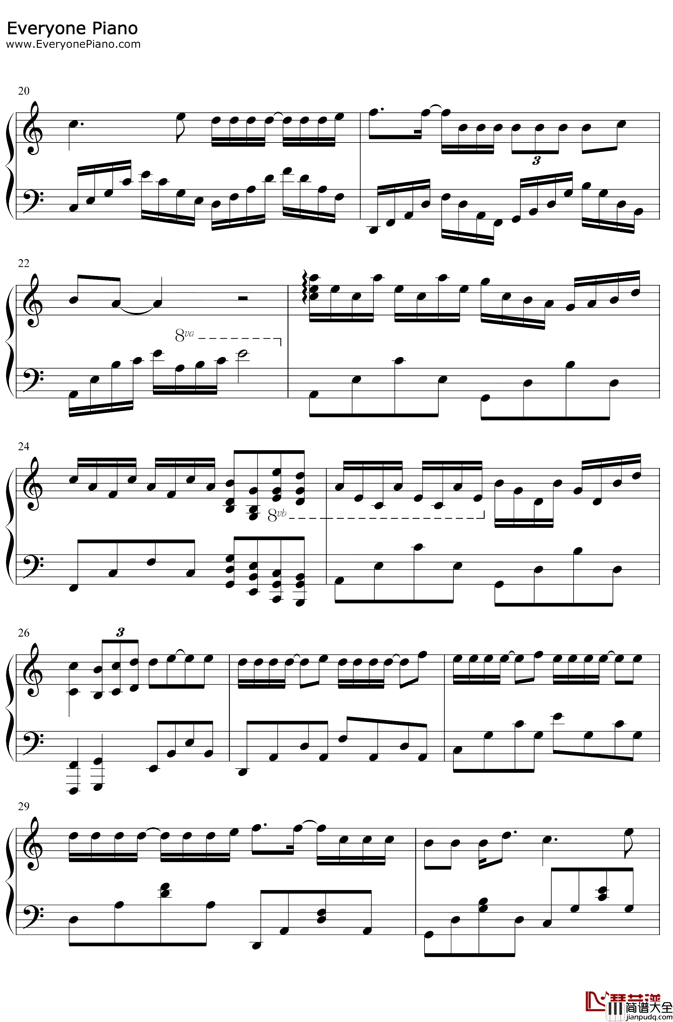 寂寞是因为思念谁钢琴谱_张磊景岗山_中国好声音第四季张磊翻唱版