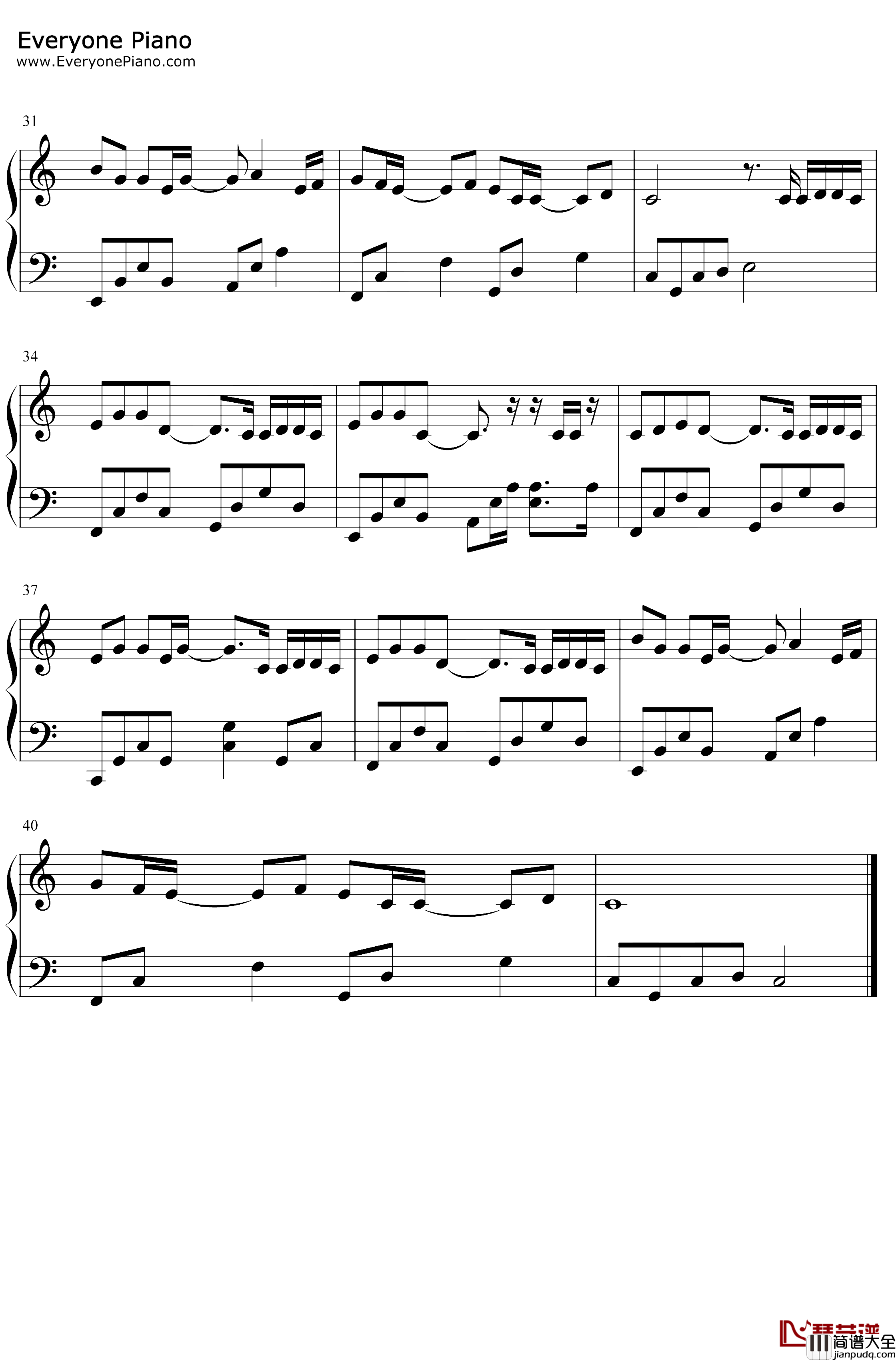 回到夏天钢琴谱_爱写歌的小田傲七爷_简单版_希望大家遇到一个能永远陪你过夏天的人