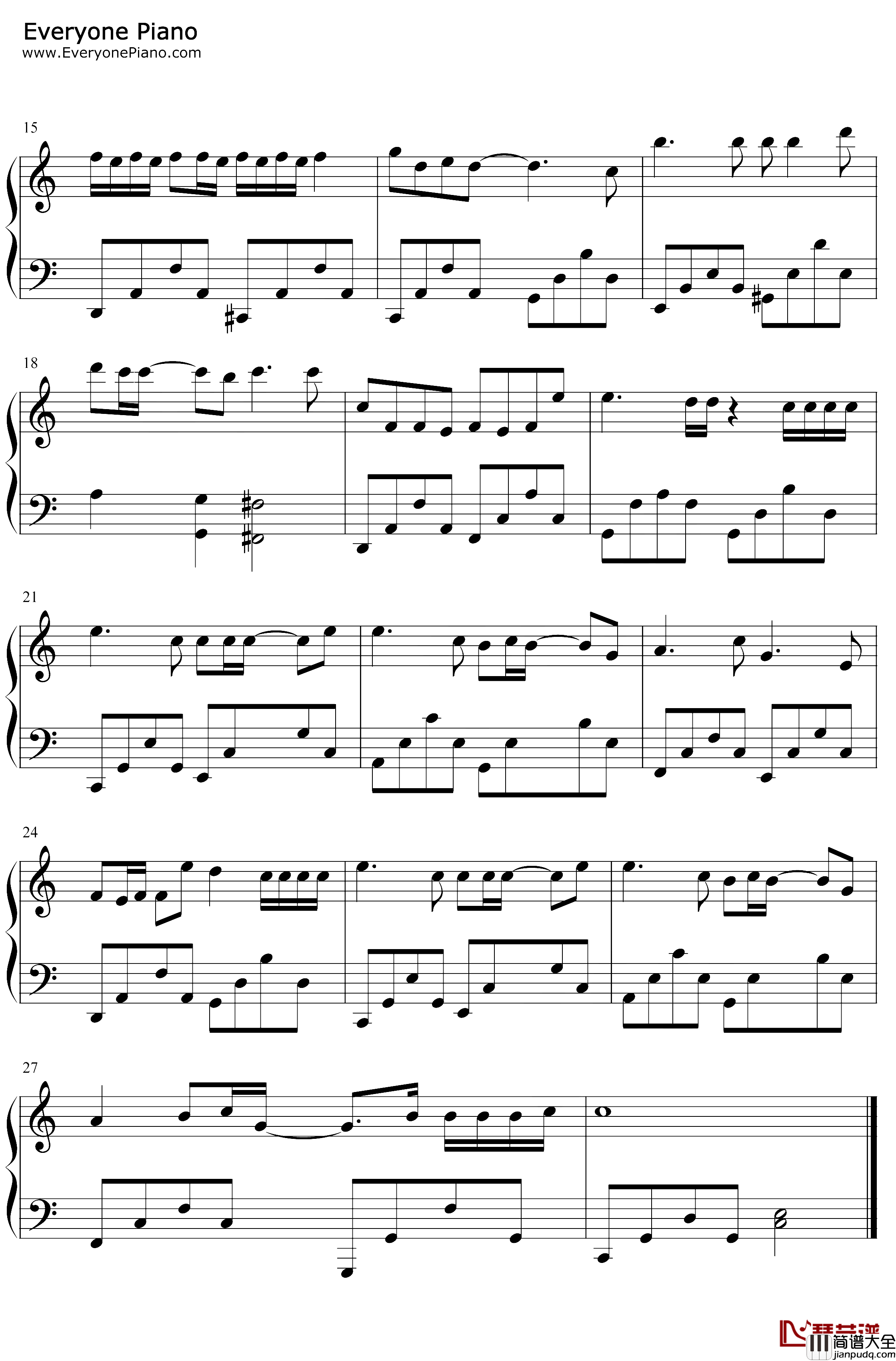 后来遇见他钢琴谱_胡66_简单版_陪我春秋冬夏_抖音爆火唱哭10万网友