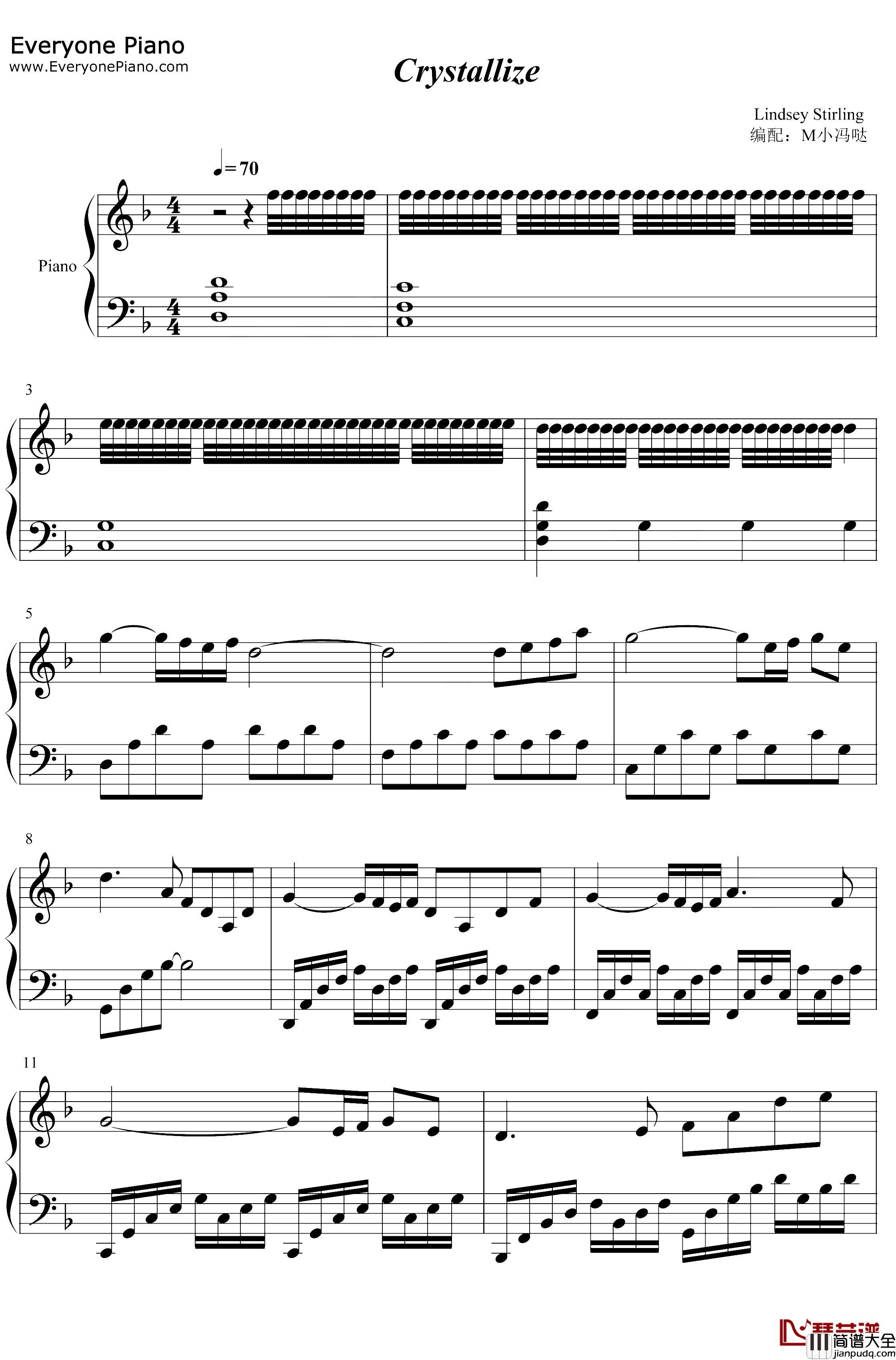 Crystallize钢琴谱_LindseyStirling_治愈纯音乐